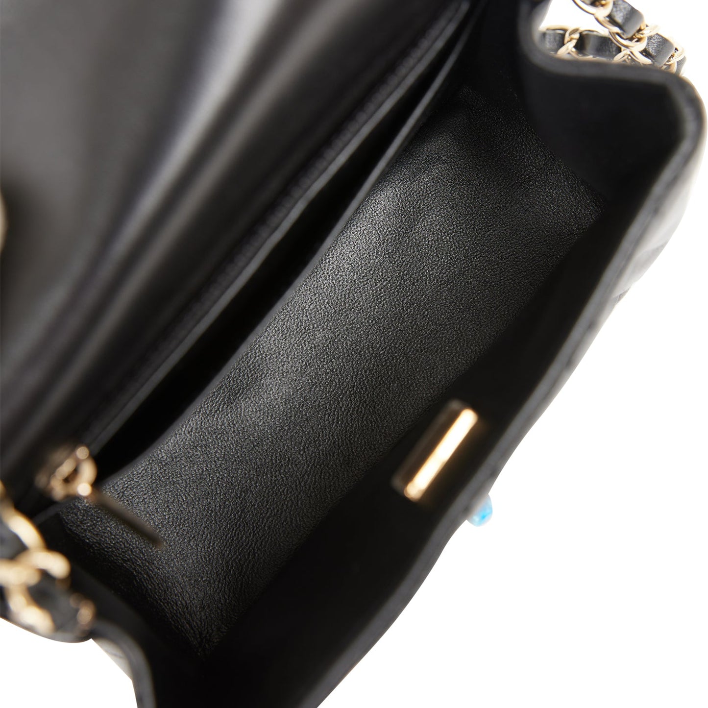 Chanel Mini Square Flap Bag Black Lambskin Light Gold Hardware