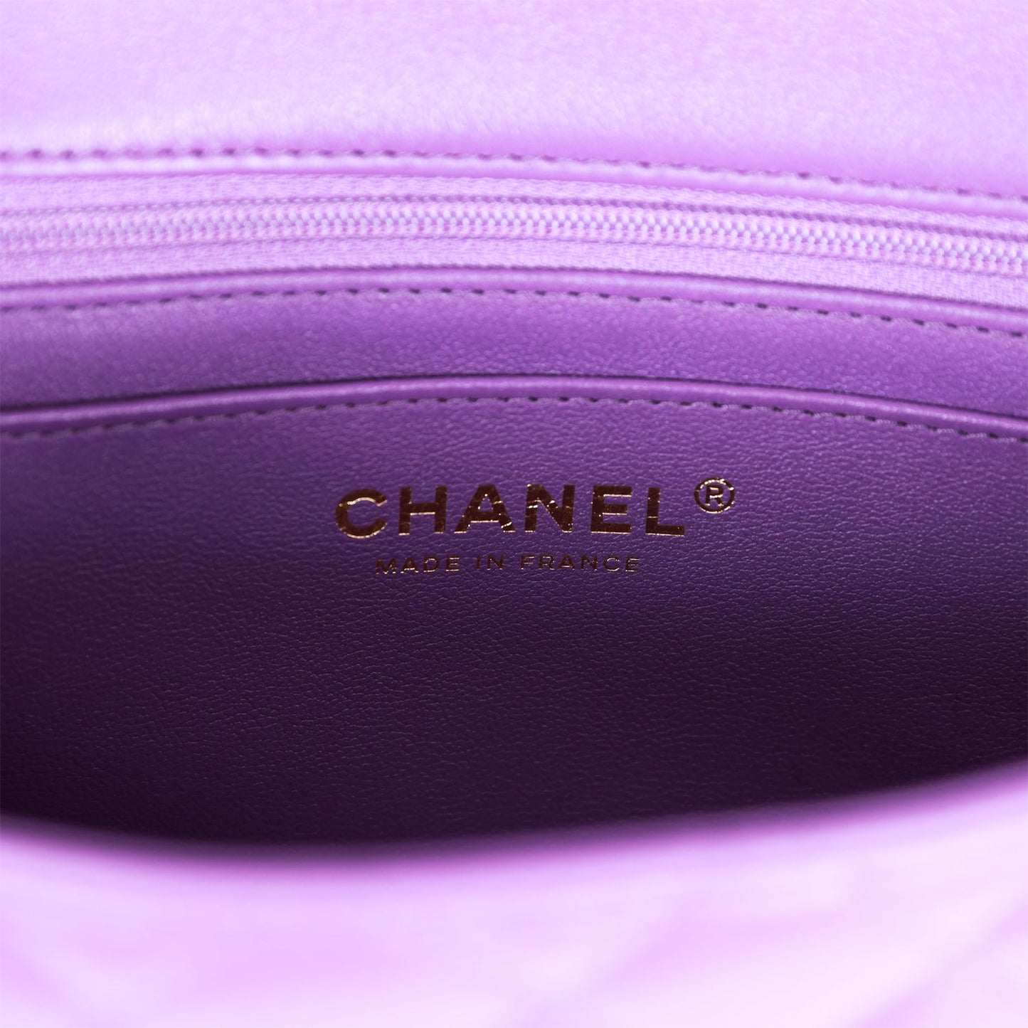 Chanel Mini Rectangular Flap with Top Handle Purple Lambskin Light Gold Hardware