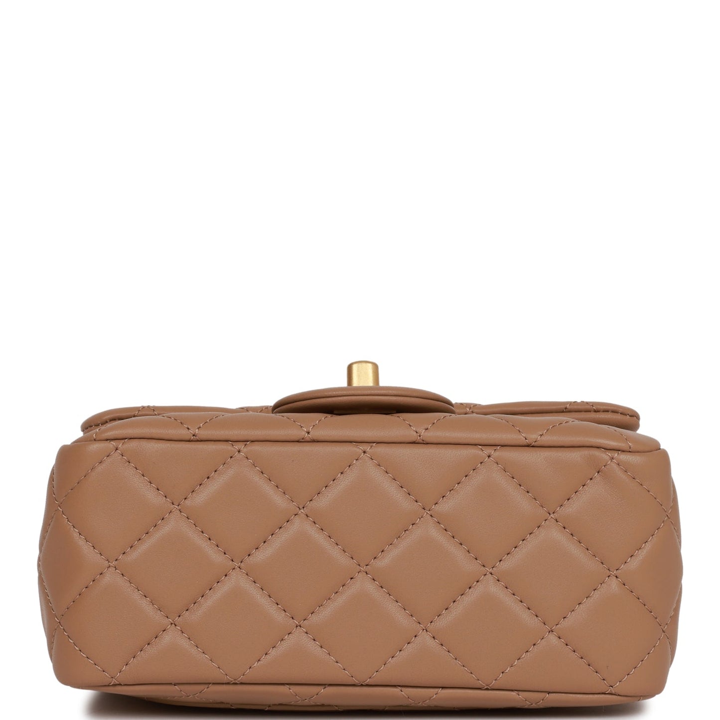 Chanel Pearl Crush Mini Square Flap Bag Beige Lambskin Antique Gold Hardware
