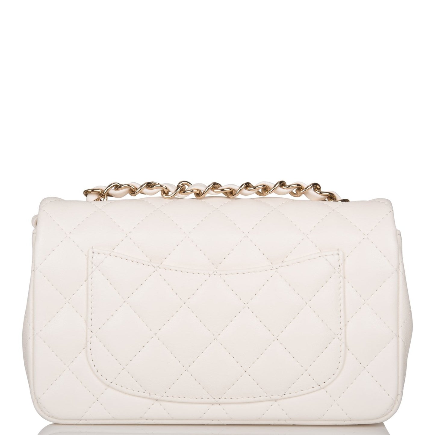Chanel White Quilted Lambskin Rectangular Mini Classic Flap Bag Light Gold Hardware
