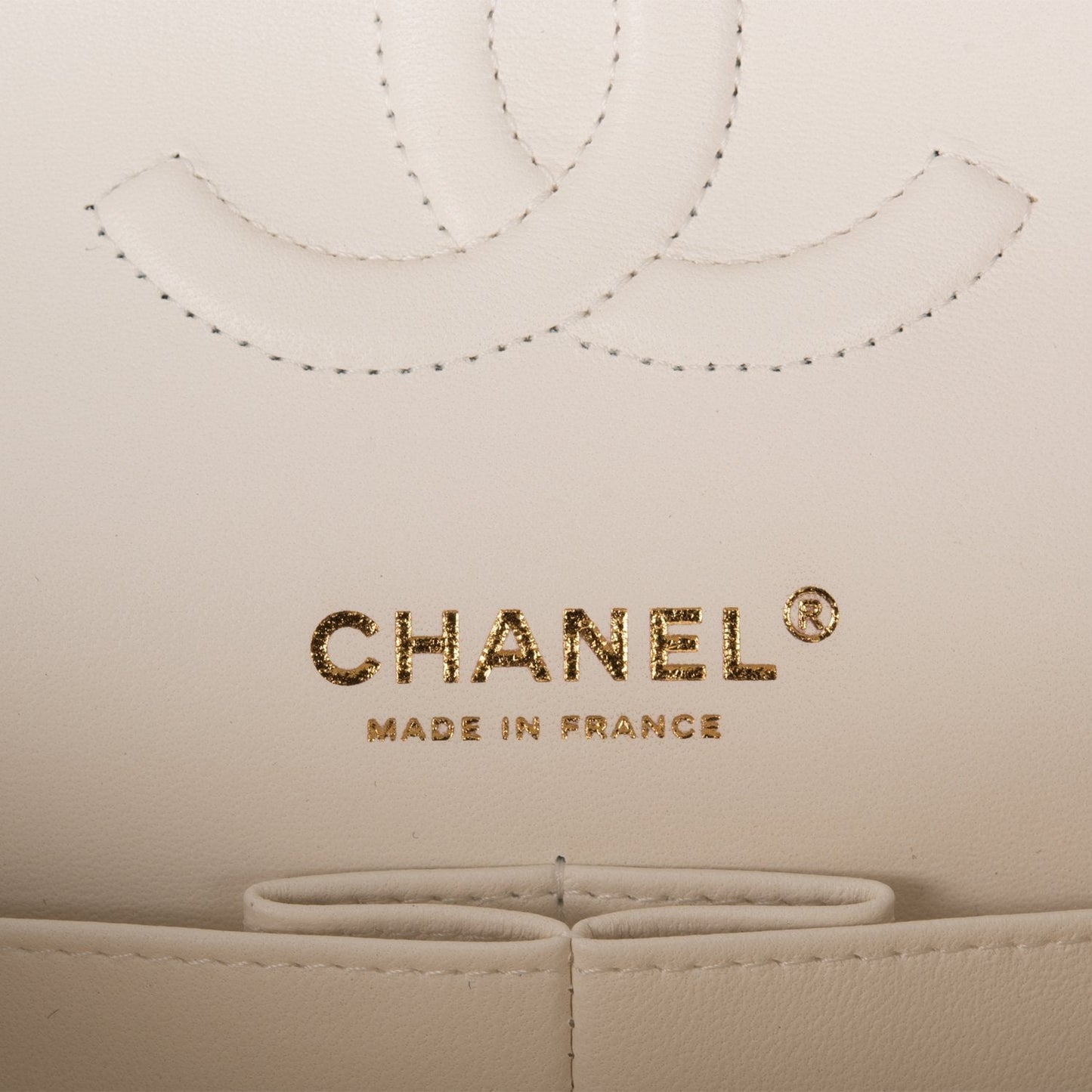 Chanel White Quilted Caviar Medium Classic Double Flap Bag Light Gold Hardware