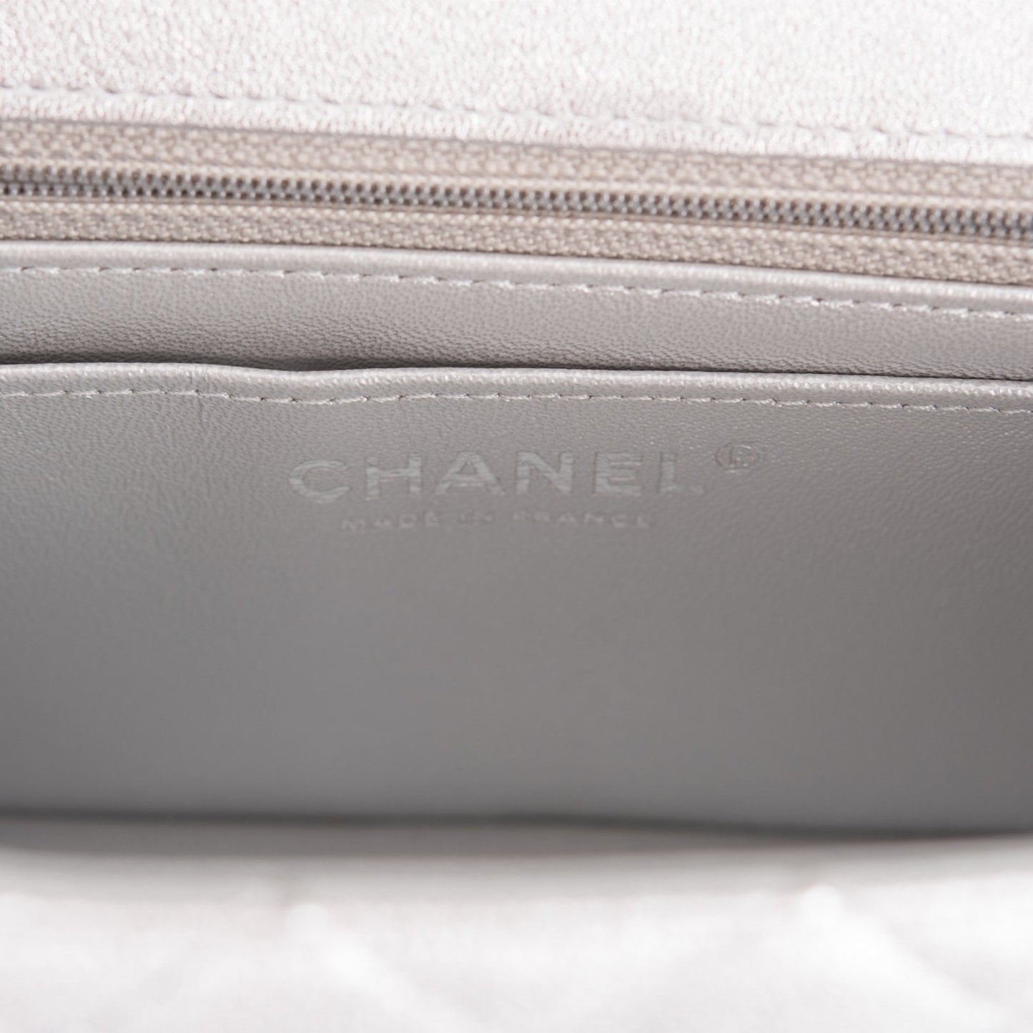 Chanel Mini Rectangular Flap Bag Silver Metallic Lambskin Silver Hardware