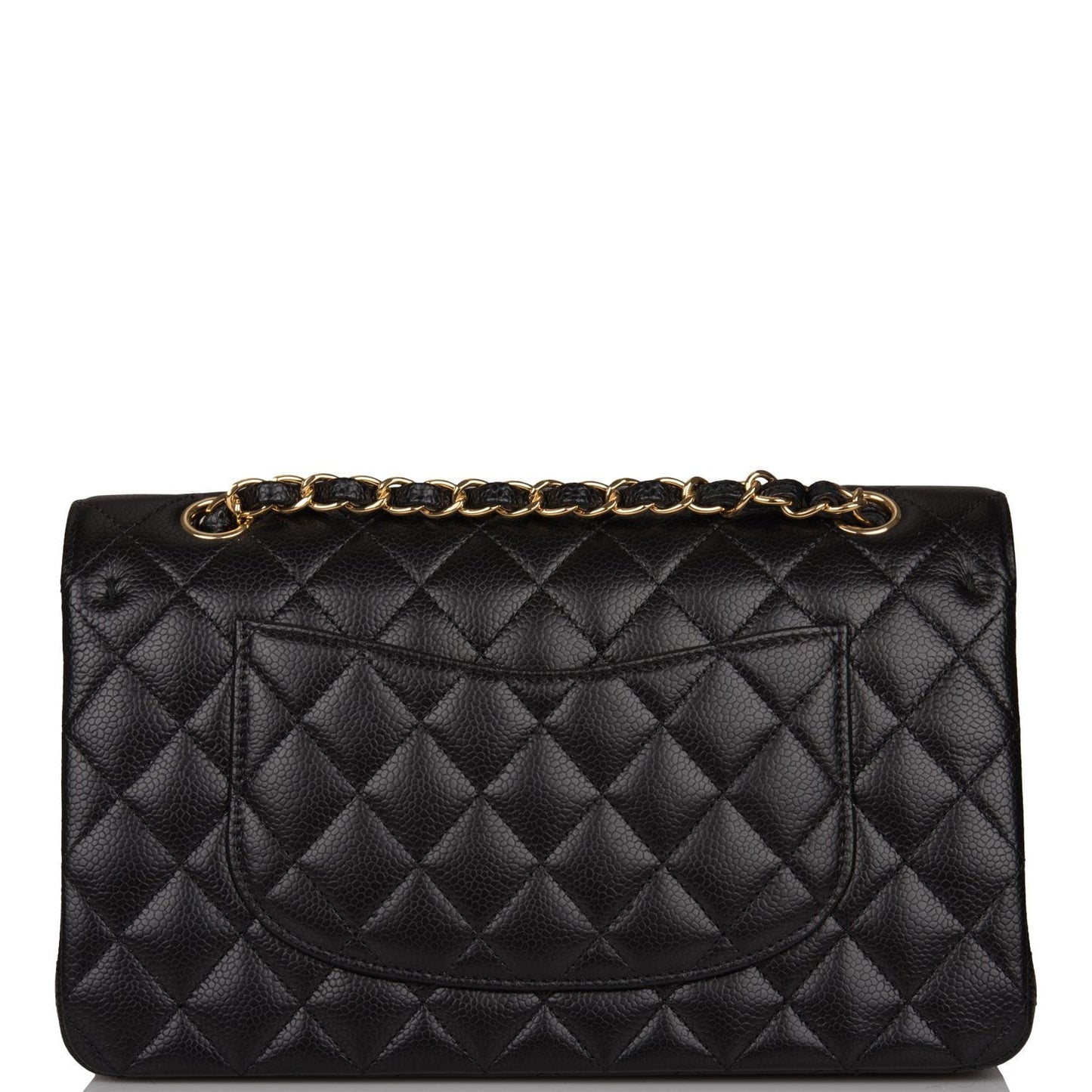 Chanel Medium Classic Double Flap Bag Black Quilted Caviar Gold Hardware