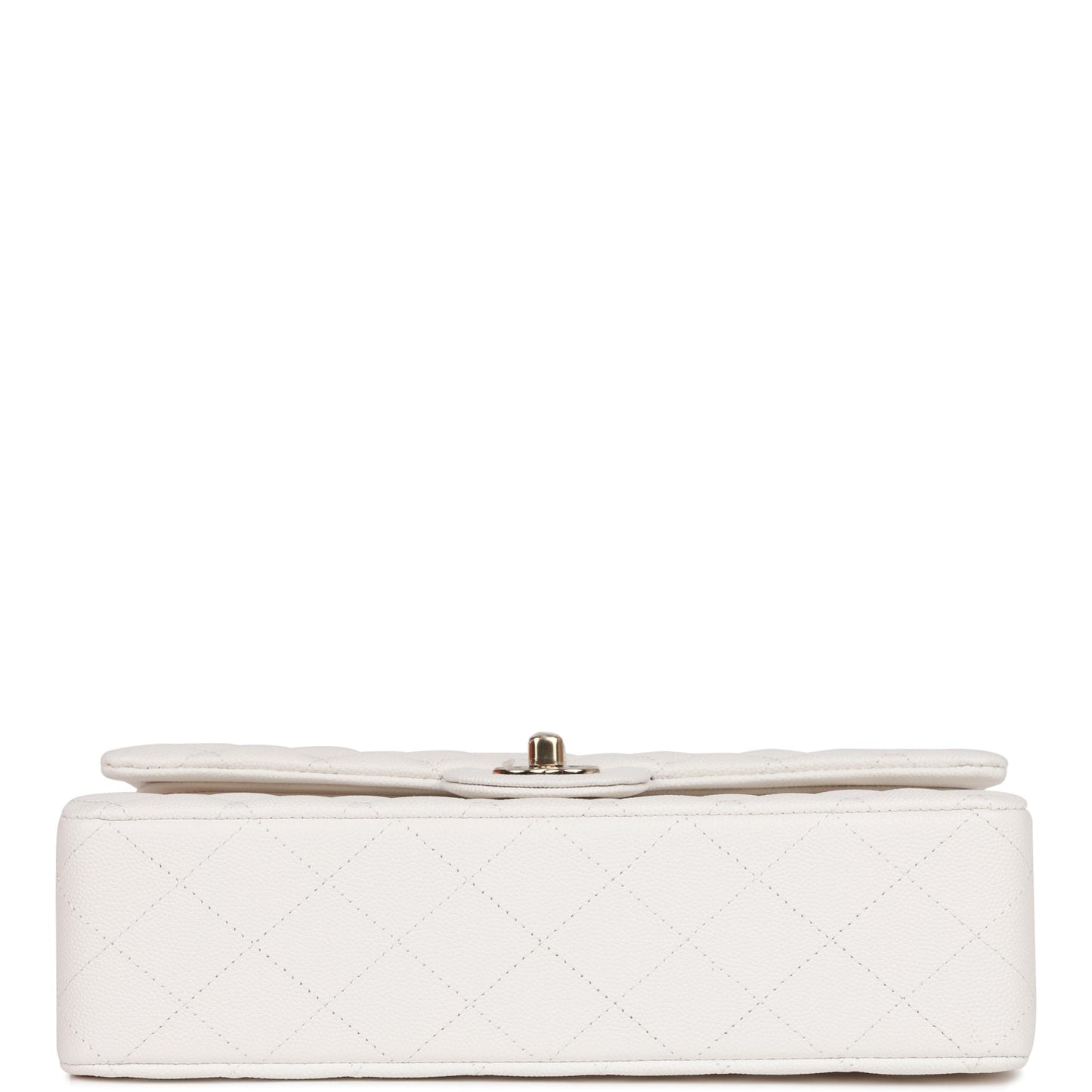 Chanel Medium Classic Double Flap Bag White Quilted Caviar Light Gold Hardware