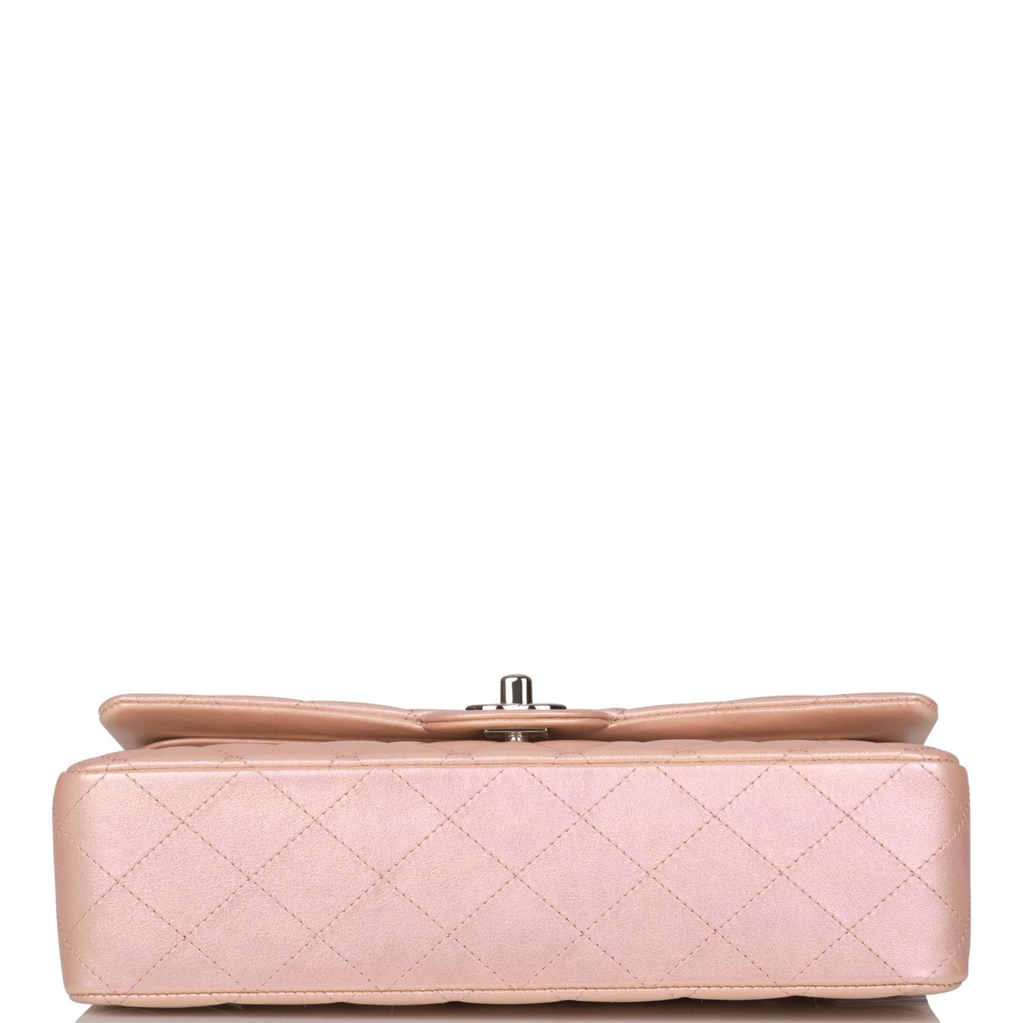 Chanel Medium Classic Double Flap Bag Pink Iridescent Lambskin Silver Hardware