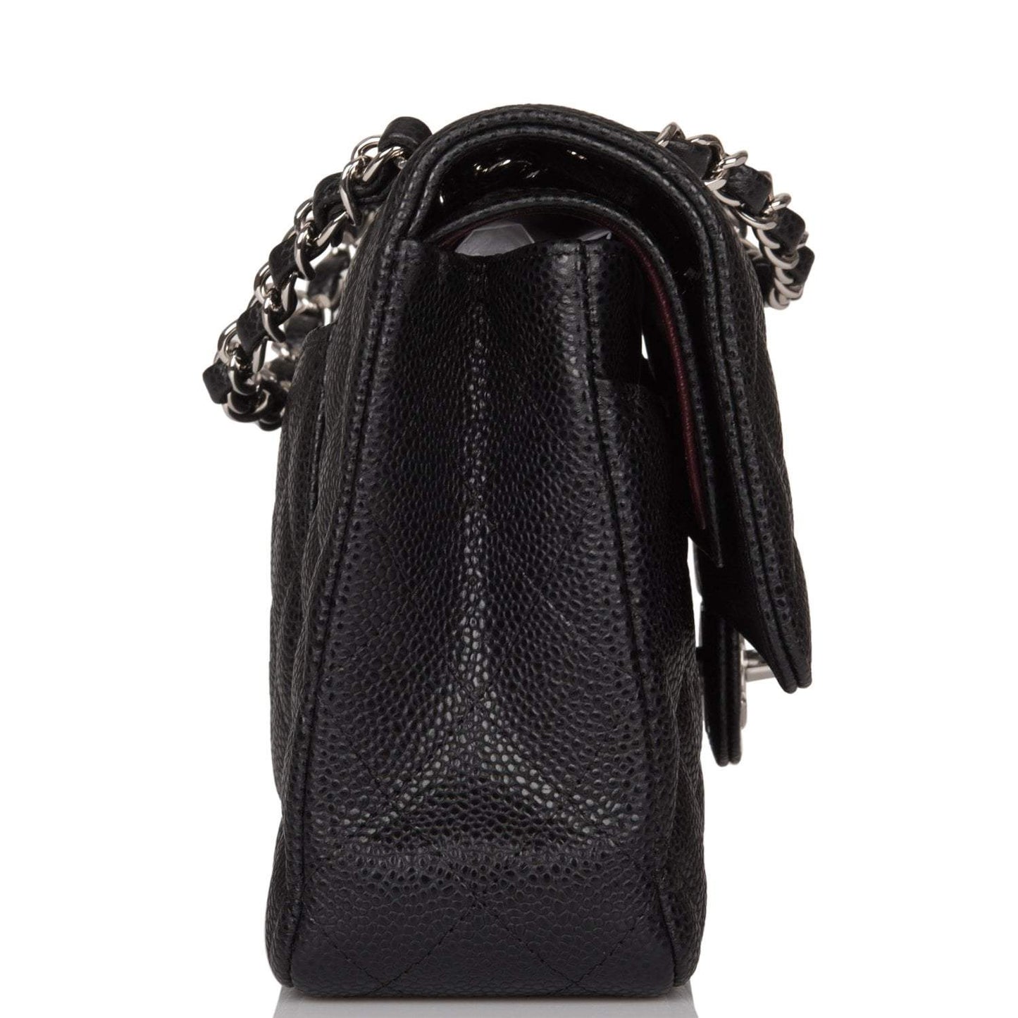 Chanel Medium Classic Double Flap Bag Black Caviar Silver Hardware