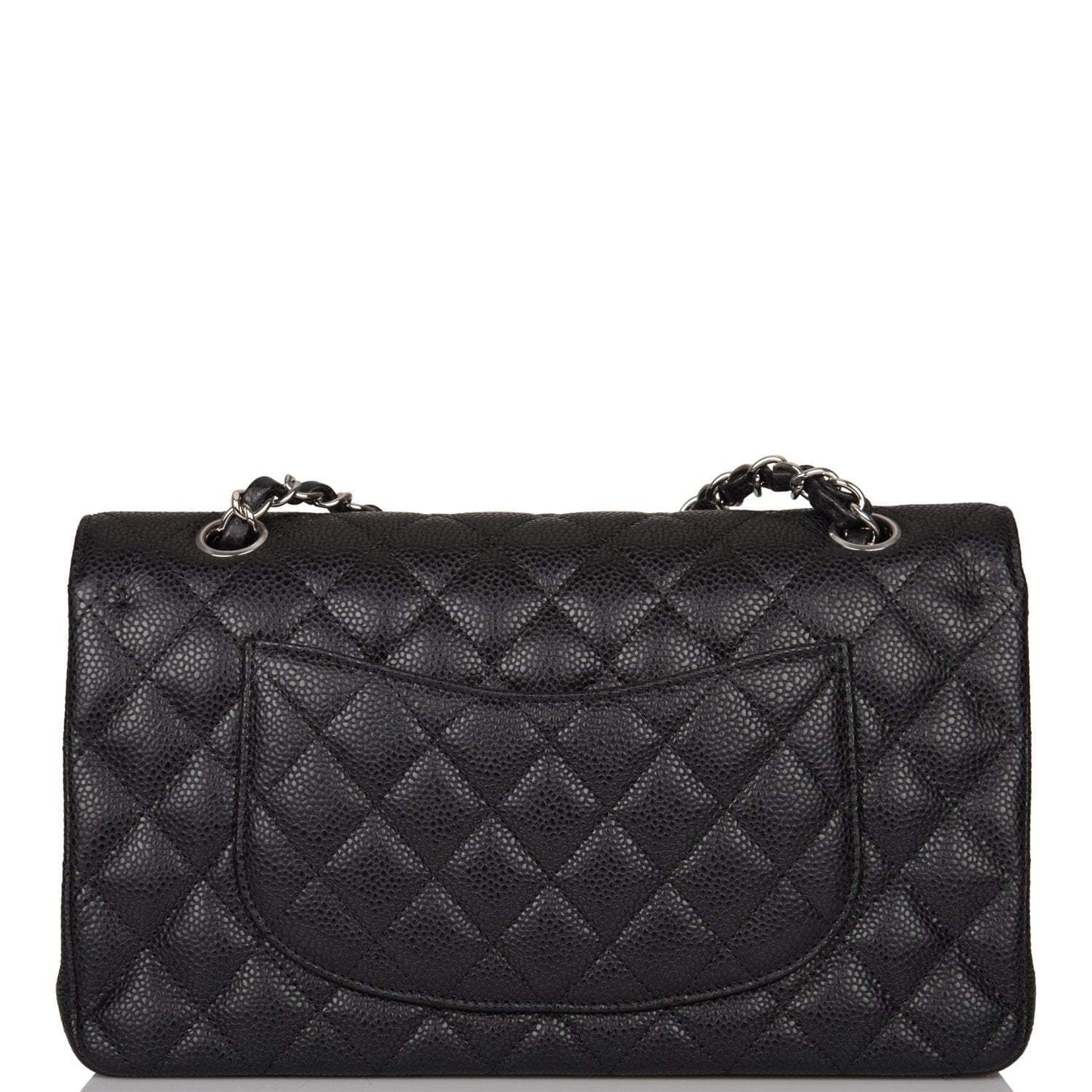 Chanel Medium Classic Double Flap Bag Black Caviar Silver Hardware