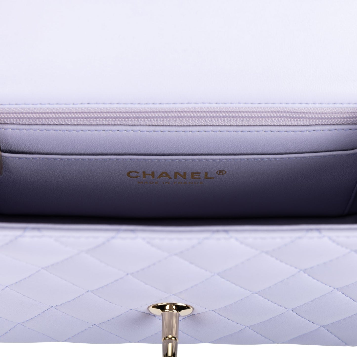 Chanel Mini Rectangular Flap with Top Handle Light Purple Lambskin Light Gold Hardware