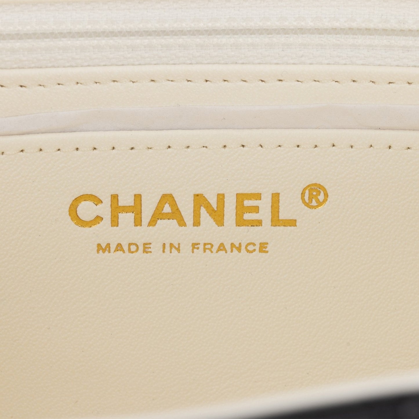 Chanel Mini Rectangular Flap Bag White and Black Lambskin Light Gold Hardware