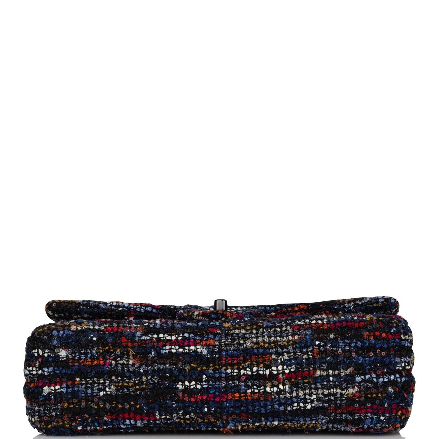 Chanel Medium Classic Double Flap Bag Navy Tweed Black Hardware