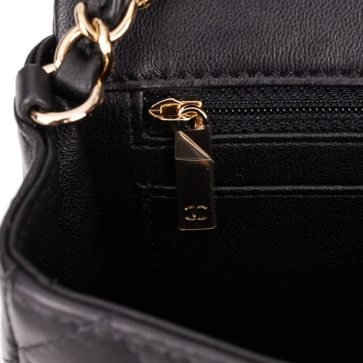 Chanel Mini Rectangular Flap Bag Black Lambskin Light Gold Hardware