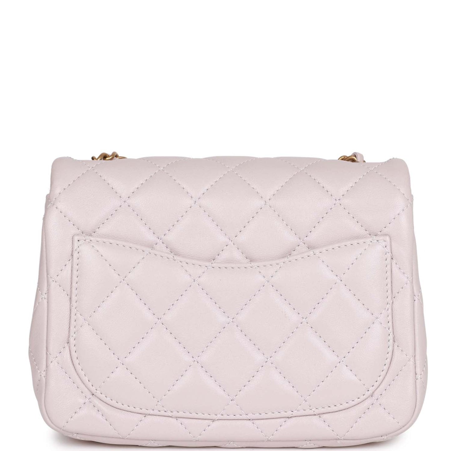 Chanel Pearl Crush Mini Square Flap Bag Purple Lambskin Antique Gold Hardware