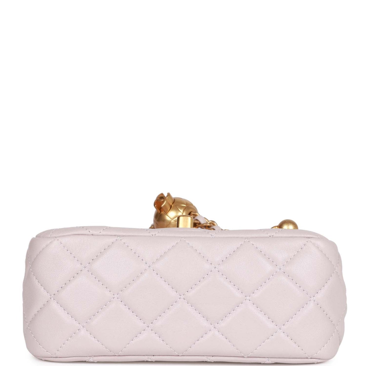 Chanel Pearl Crush Mini Square Flap Bag Purple Lambskin Antique Gold Hardware