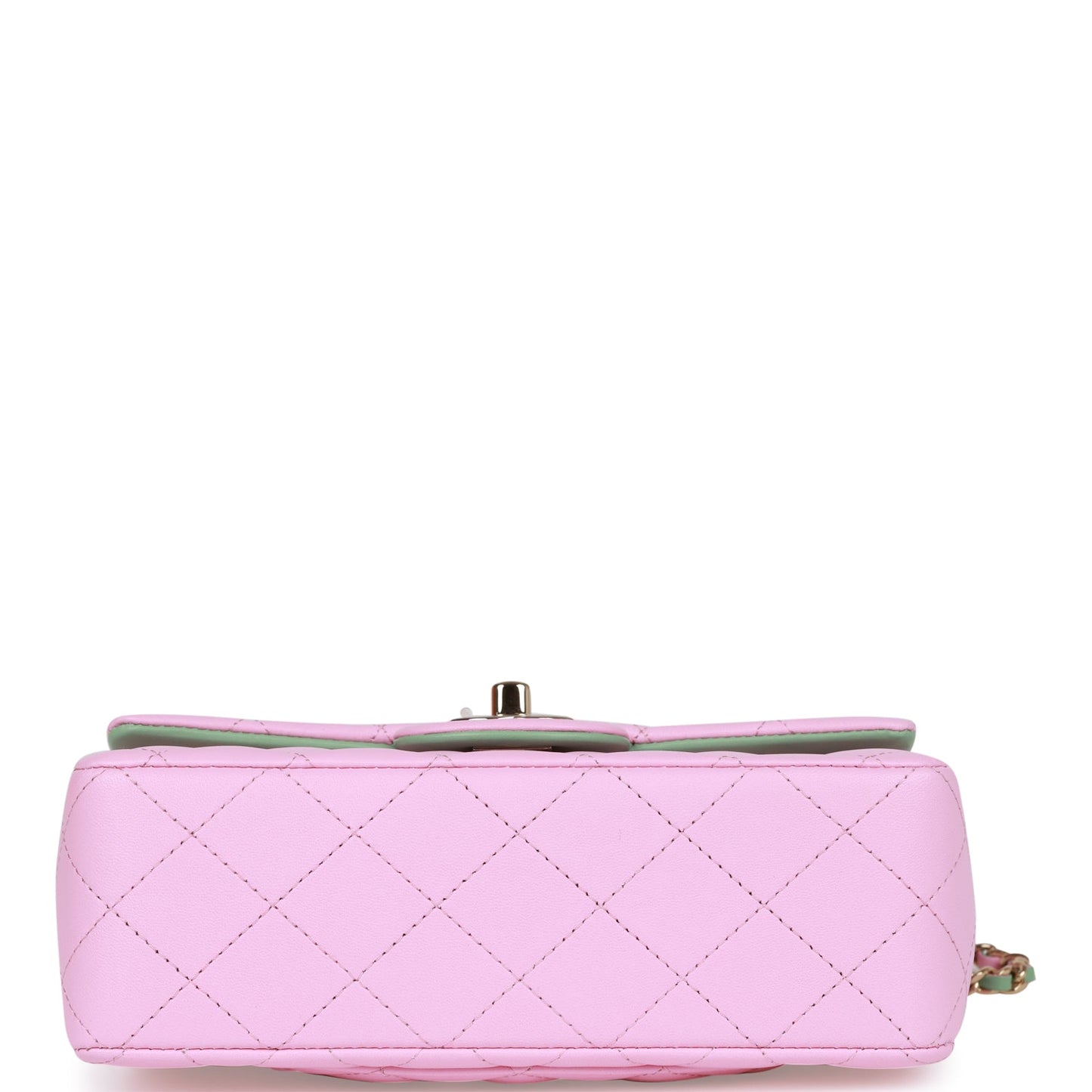 Chanel Mini Rectangular Flap with Top Handle Lilac and Green Lambskin Light Gold Hardware