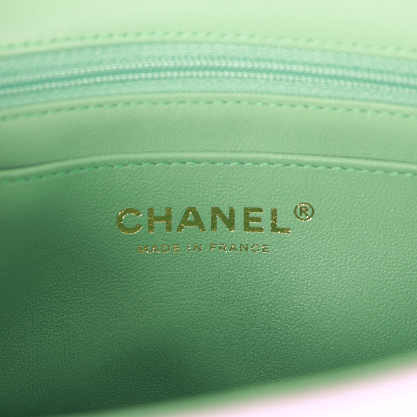 Chanel Mini Rectangular Flap with Top Handle Lilac and Green Lambskin Light Gold Hardware