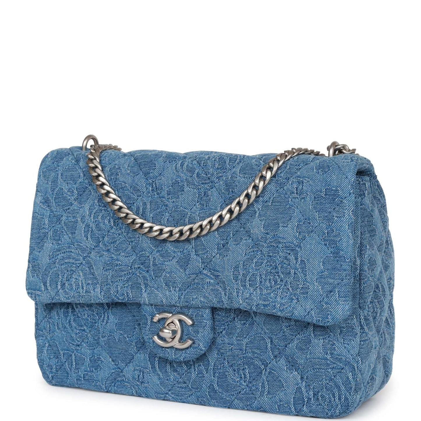 Chanel Medium Sweetheart Crush Flap Bag Denim Brocade Aged Silver Hardware