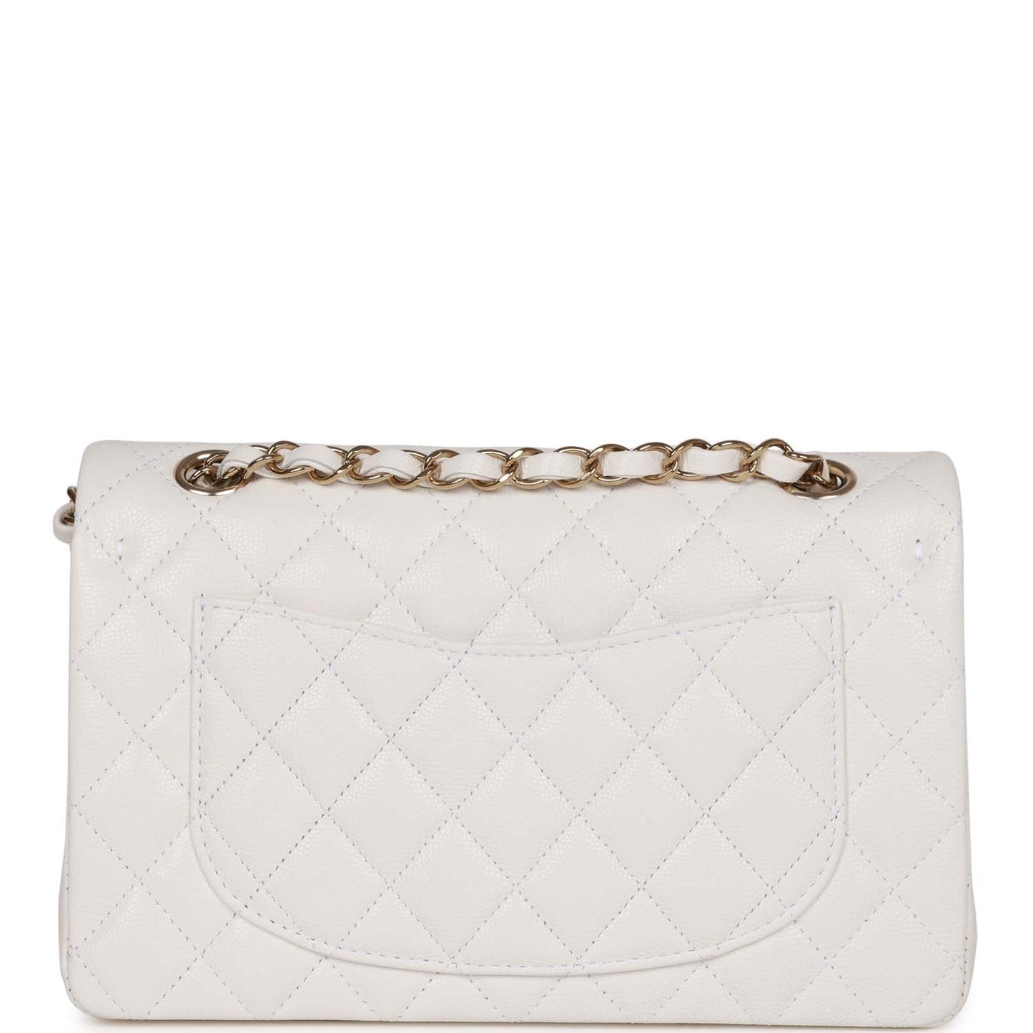 Chanel Small Classic Double Flap Bag White Caviar Light Gold Hardware