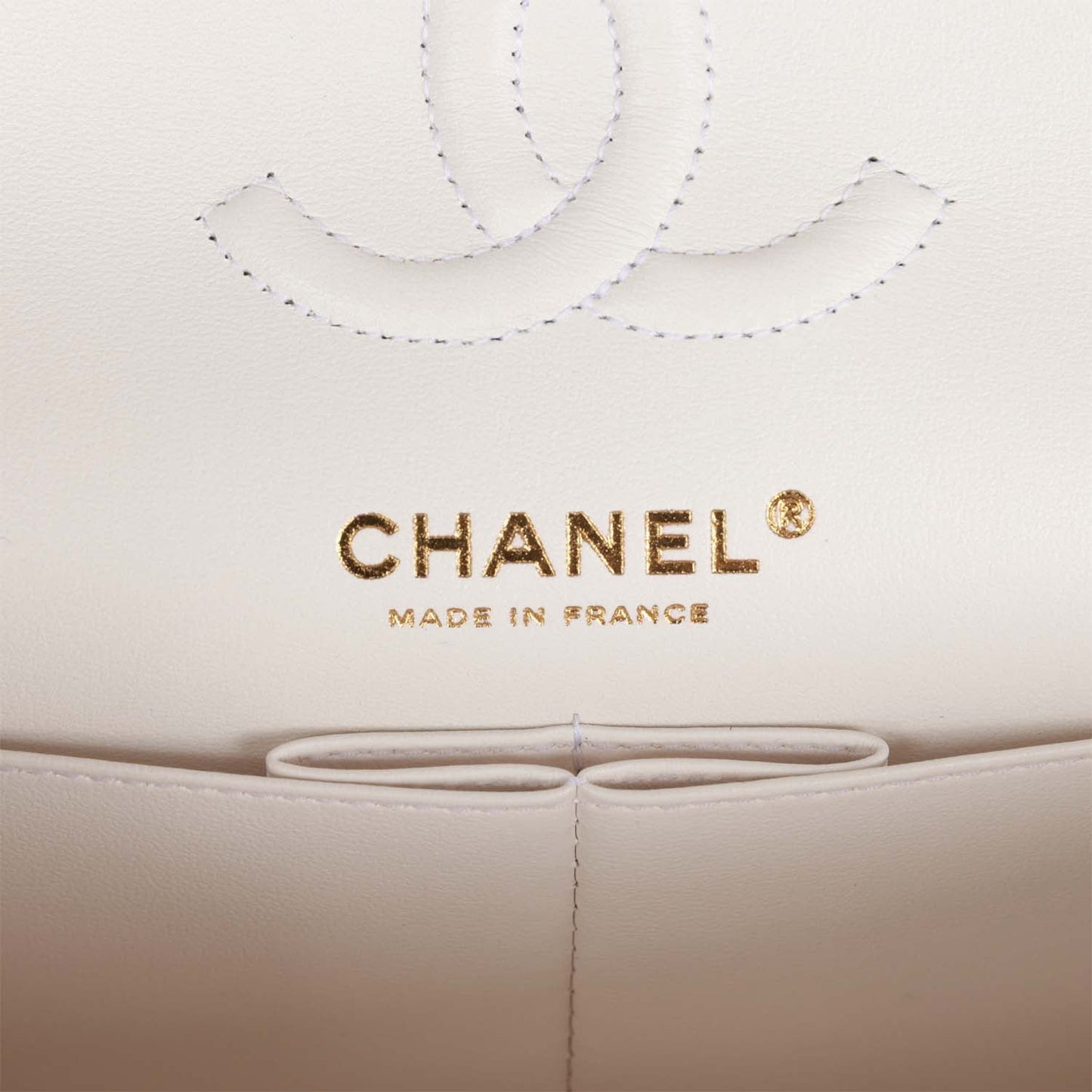Chanel Small Classic Double Flap Bag White Caviar Light Gold Hardware