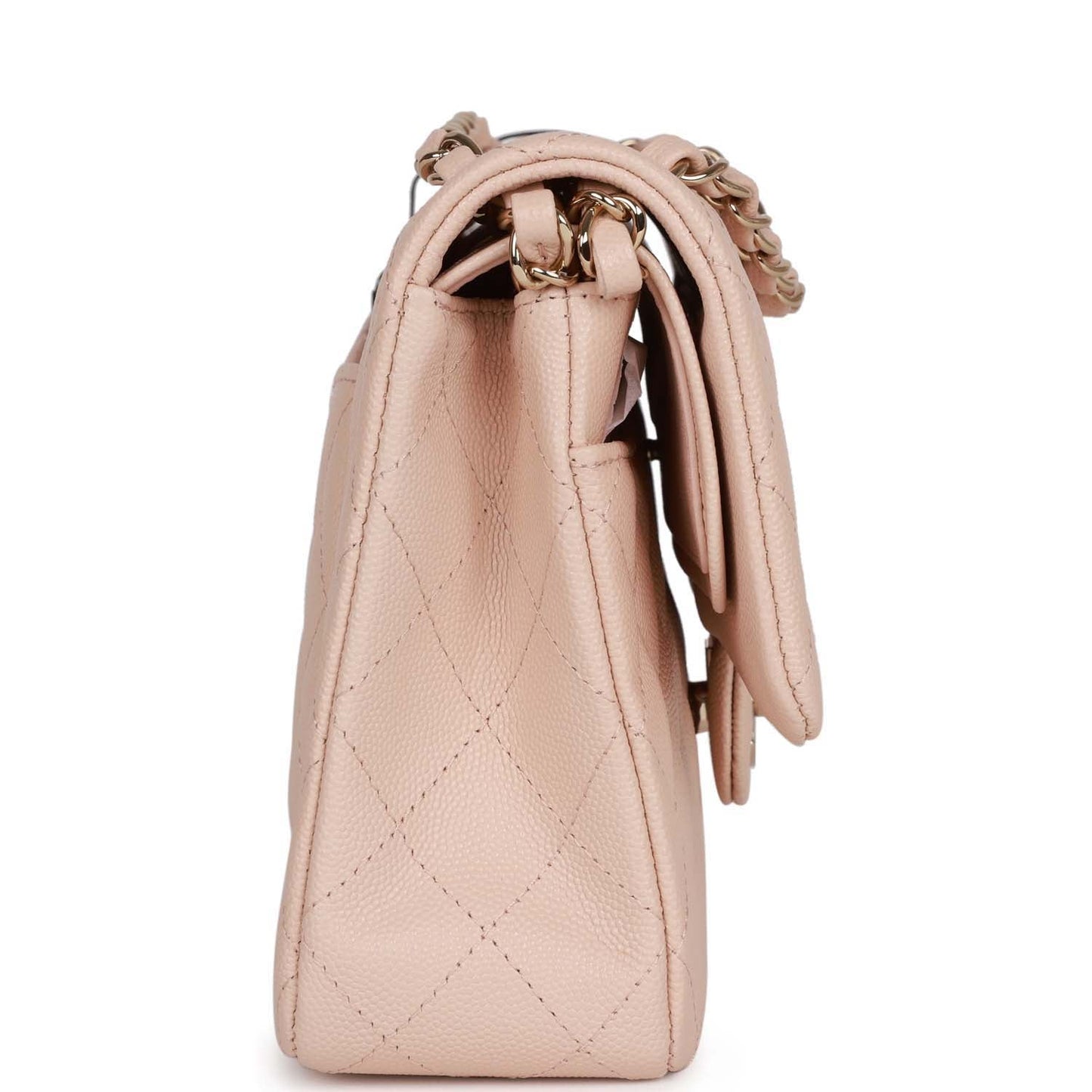 Chanel Medium Classic Double Flap Bag Beige Caviar Light Gold Hardware