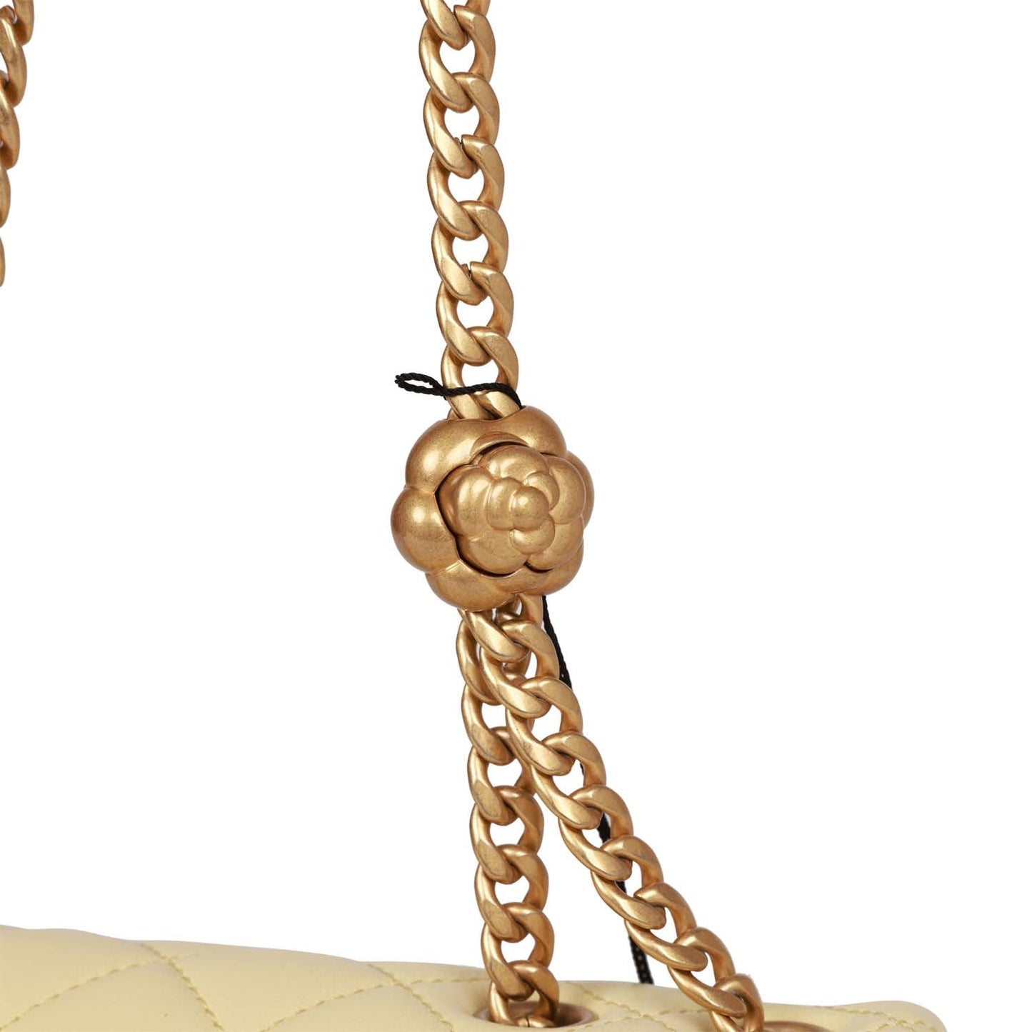 Chanel Camellia Crush Mini Square Flap Yellow Lambskin Antique Gold Hardware