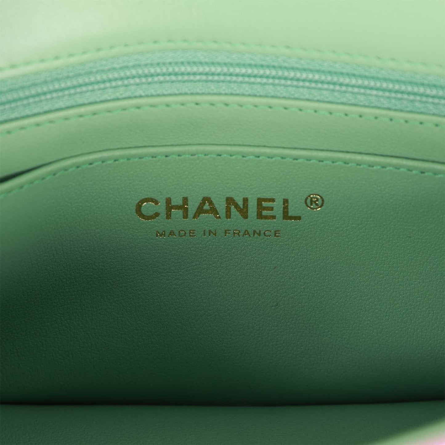 Chanel Mini Rectangular Flap with Top Handle Pink and Green Lambskin Light Gold Hardware