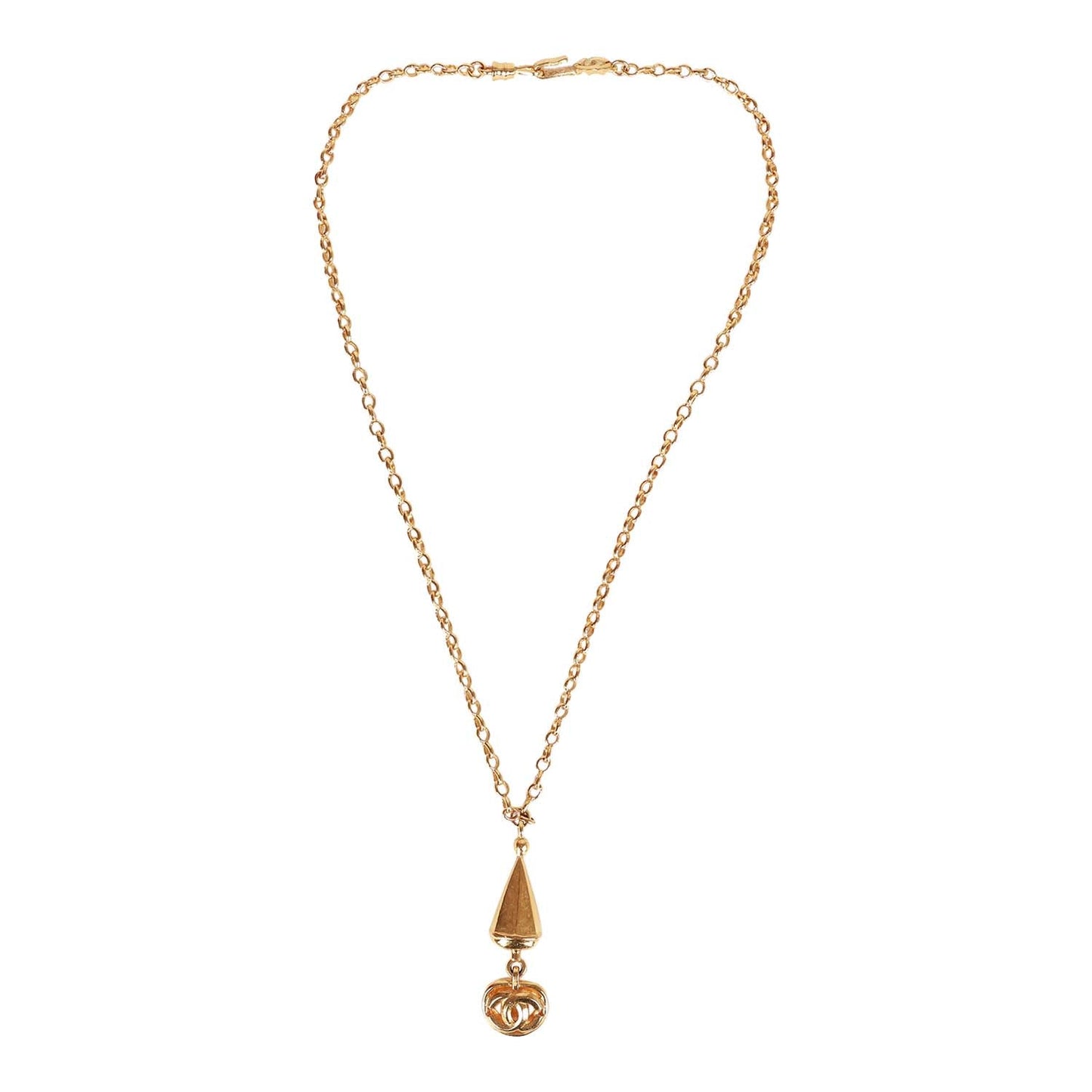 Chanel Vintage Gold Plated Interlocking CC Necklace