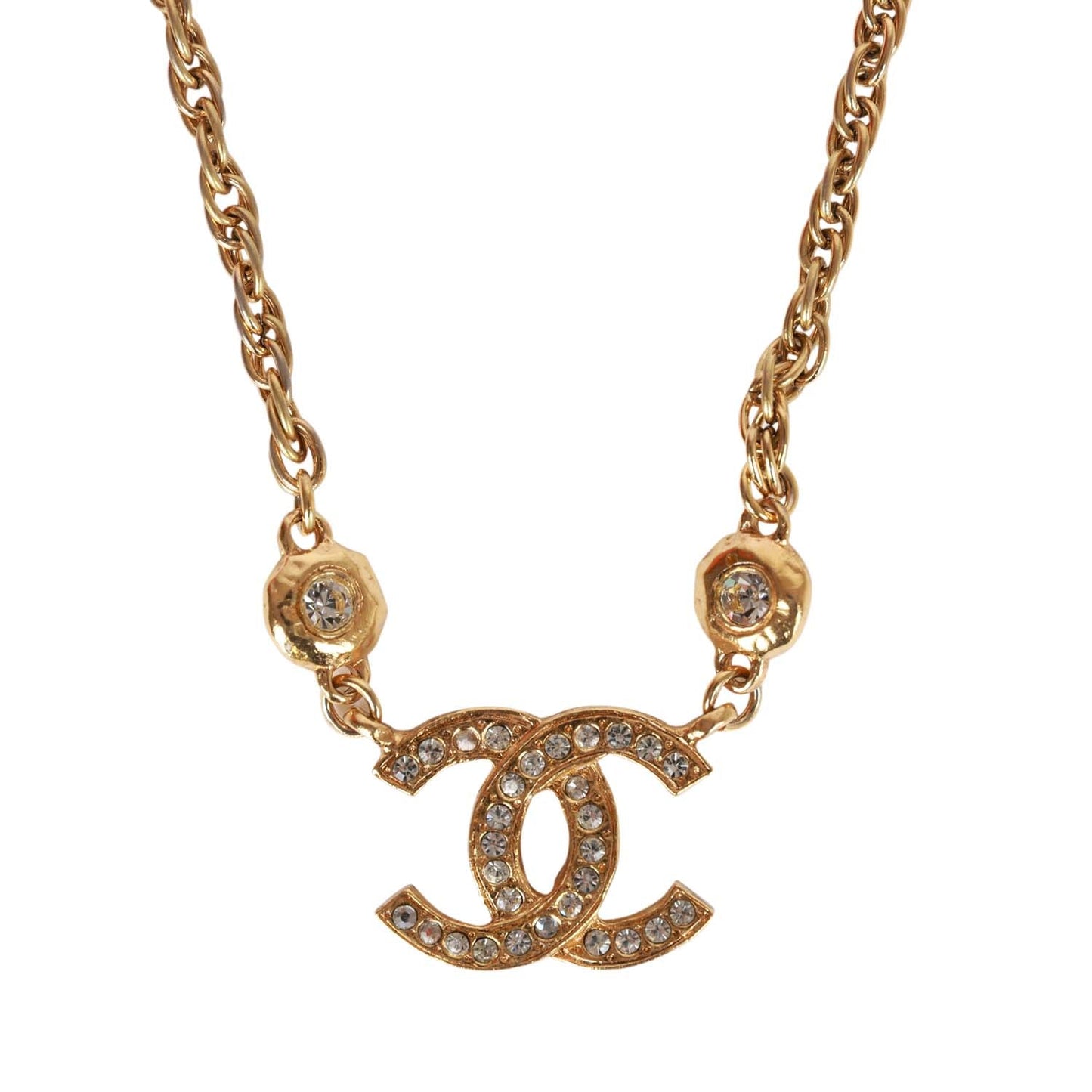 Chanel Vintage Gold Interlocking CC Hanging Pendant Necklace