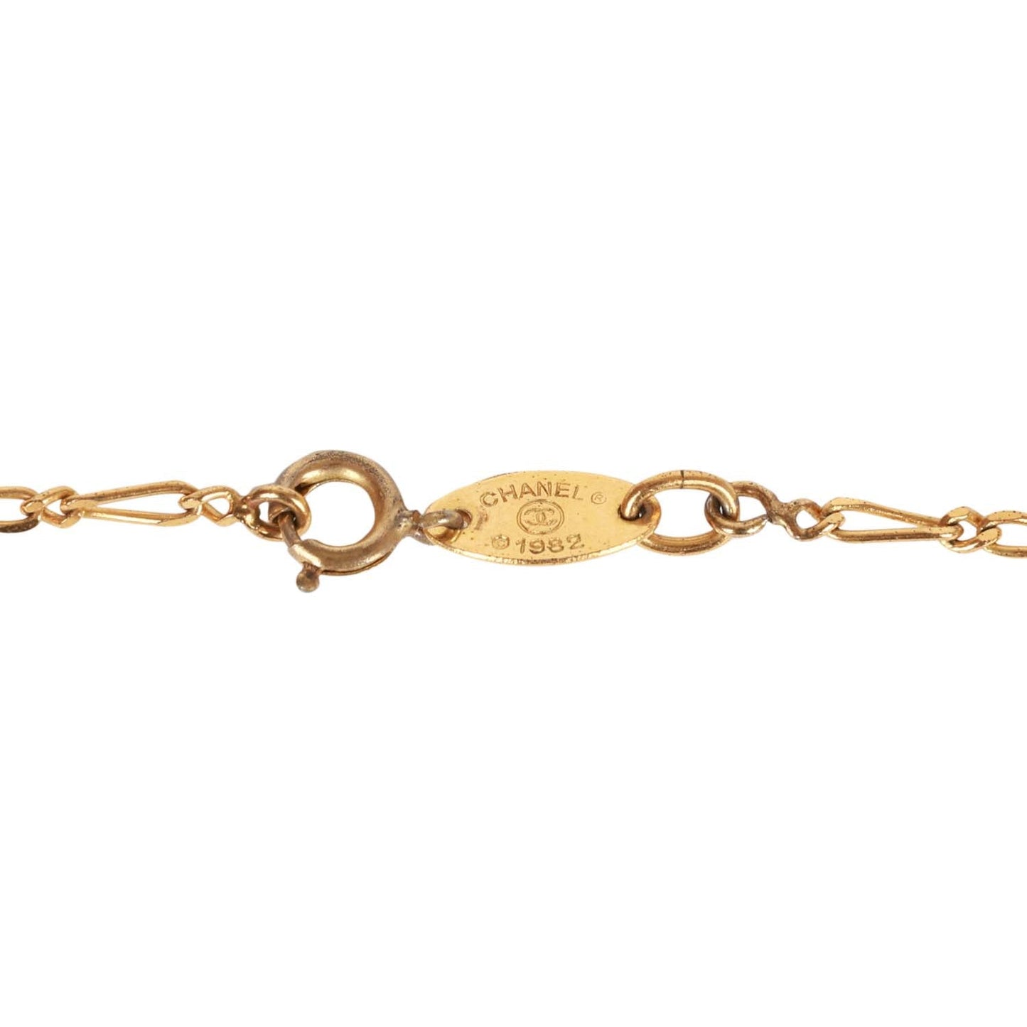 Chanel Vintage 24K Gold Plated Crystal CC Charm Pendant Necklace