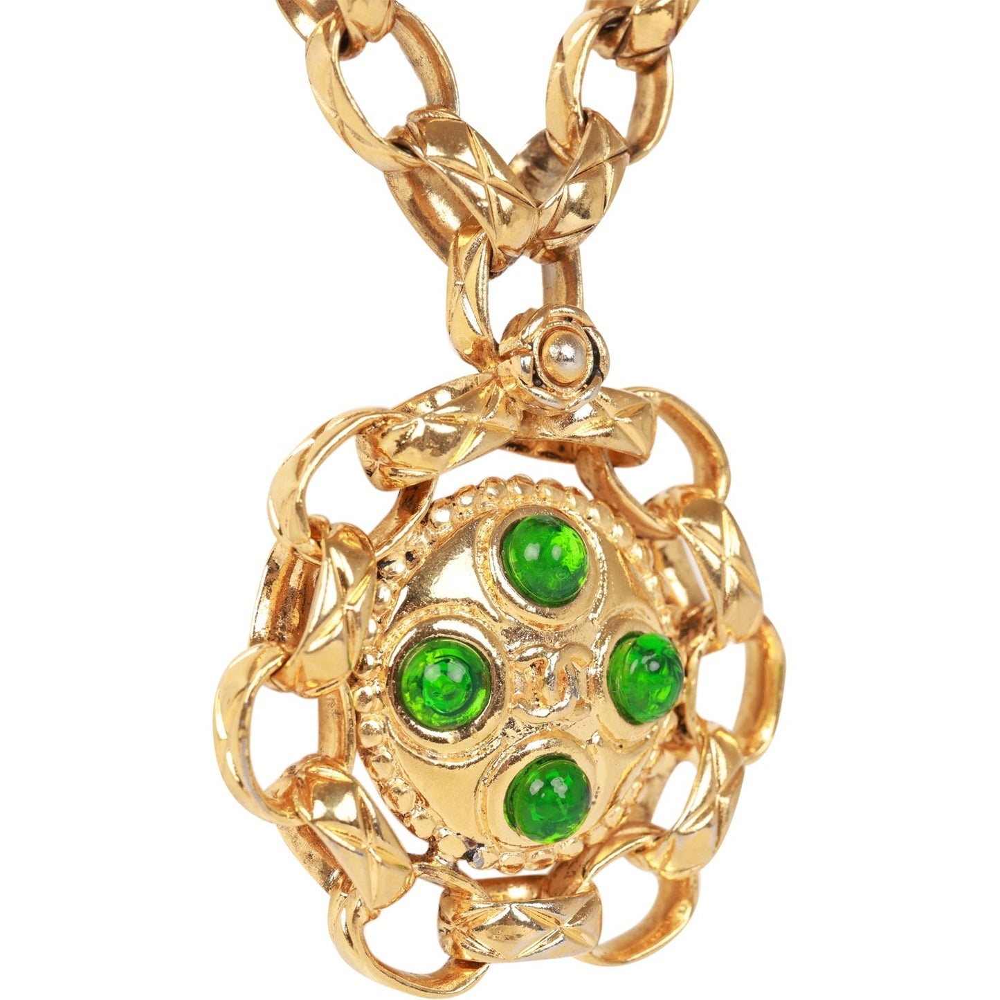 Chanel Vintage Gold Plated Gripoix Cocomark Pendant Necklace