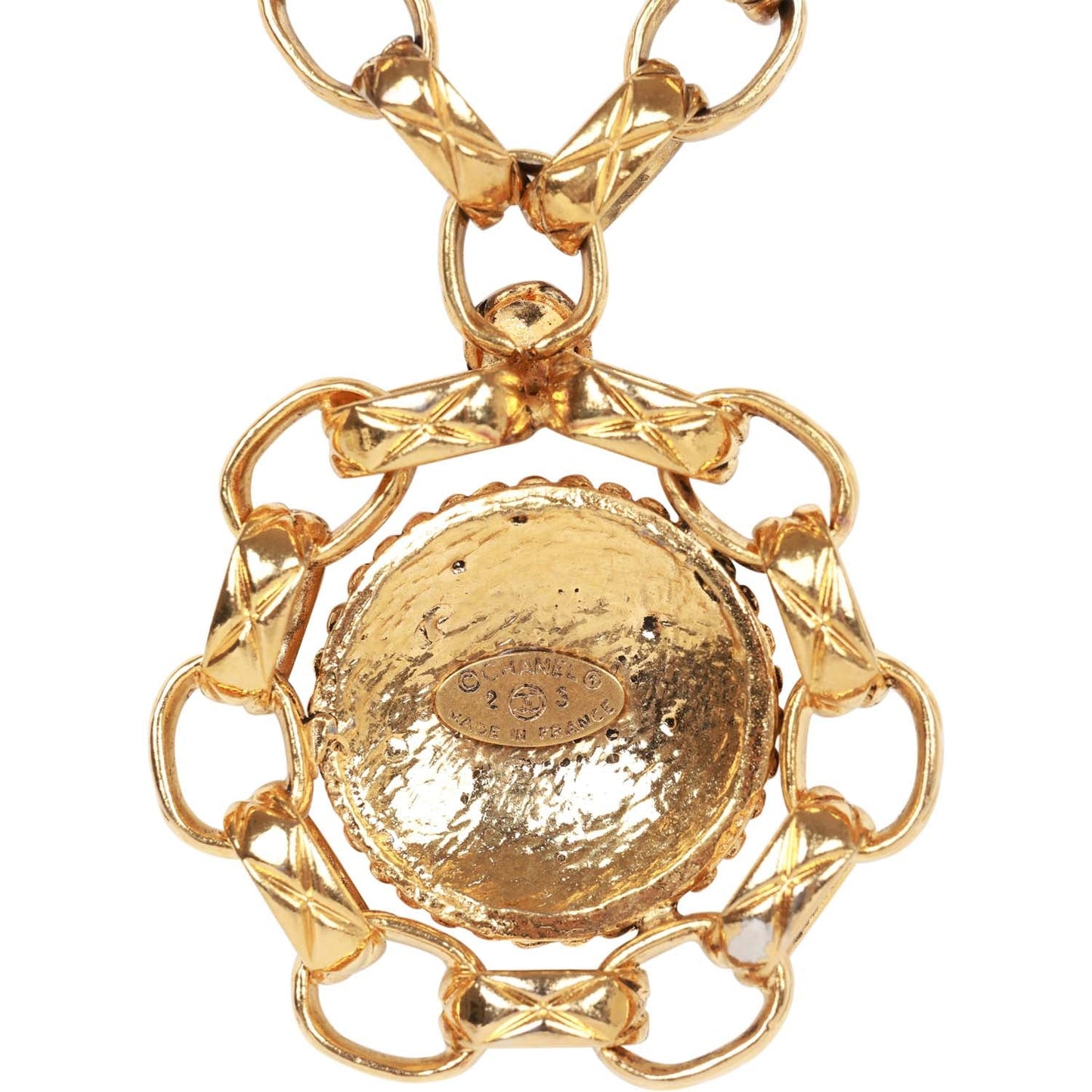 Chanel Vintage Gold Plated Gripoix Cocomark Pendant Necklace