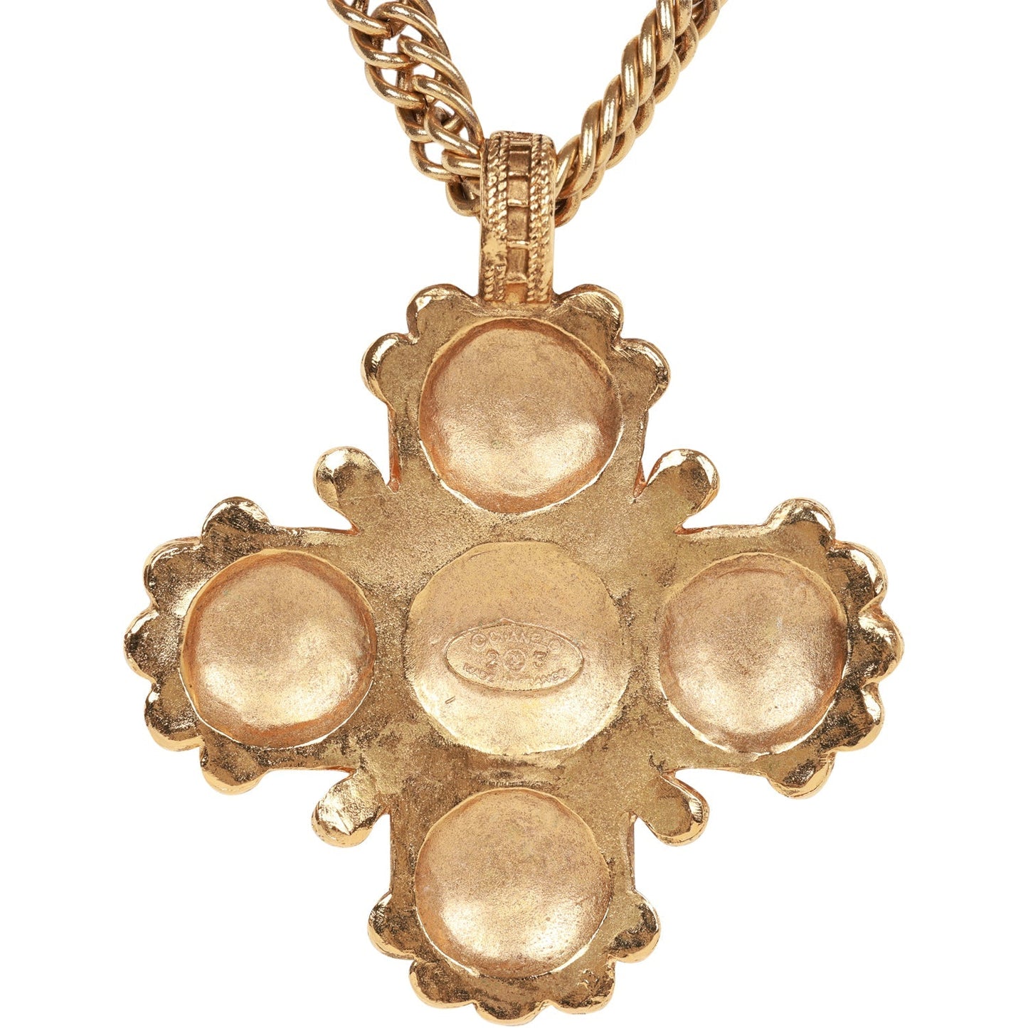 Chanel Vintage 24K Gold Plated Lion Cross Pendant Necklace