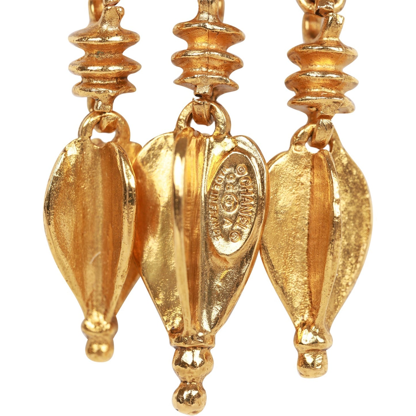 Chanel Vintage Gold Plated Fringe CC Pendant Necklace