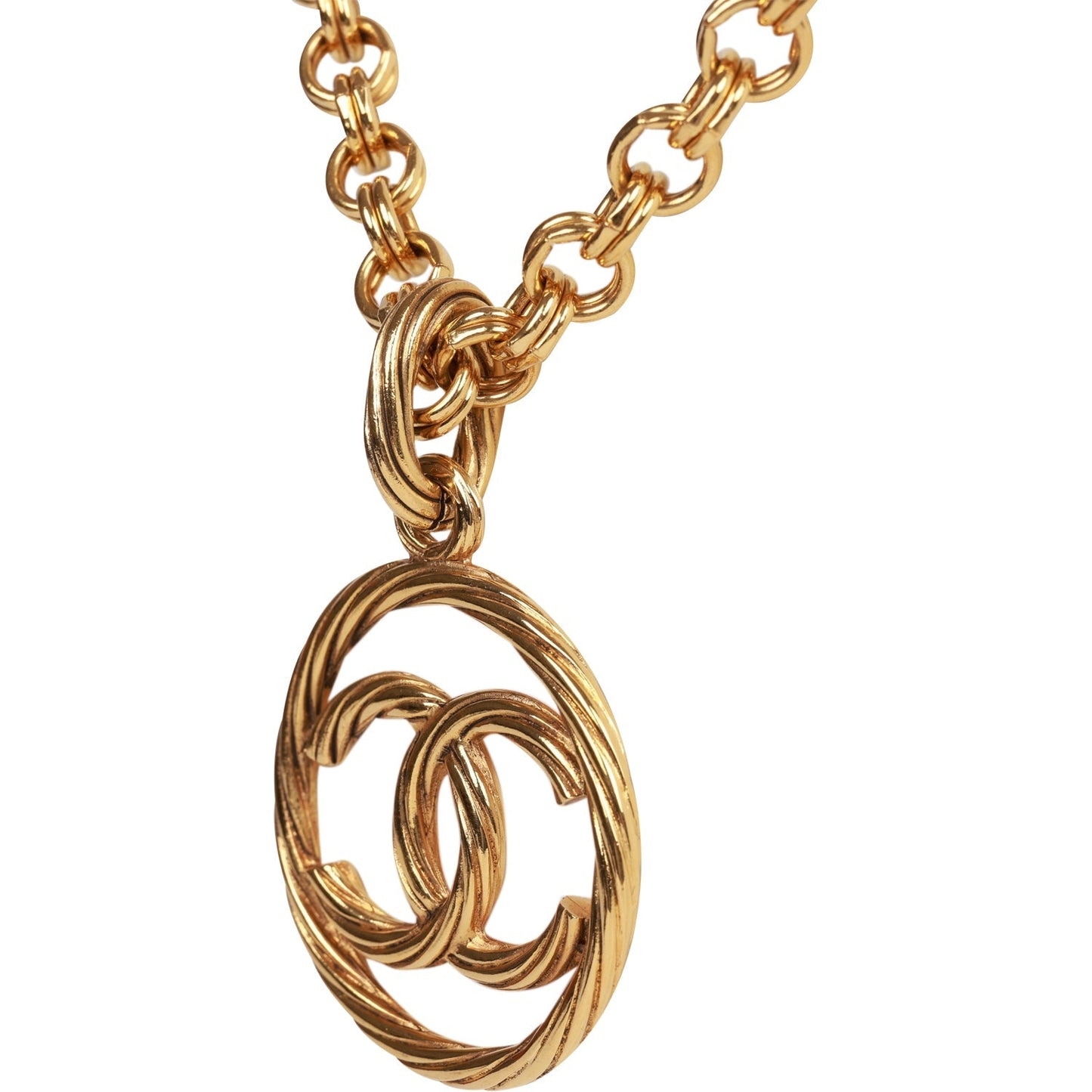 Chanel Vintage Gold Plated Encircled CC Long Necklace
