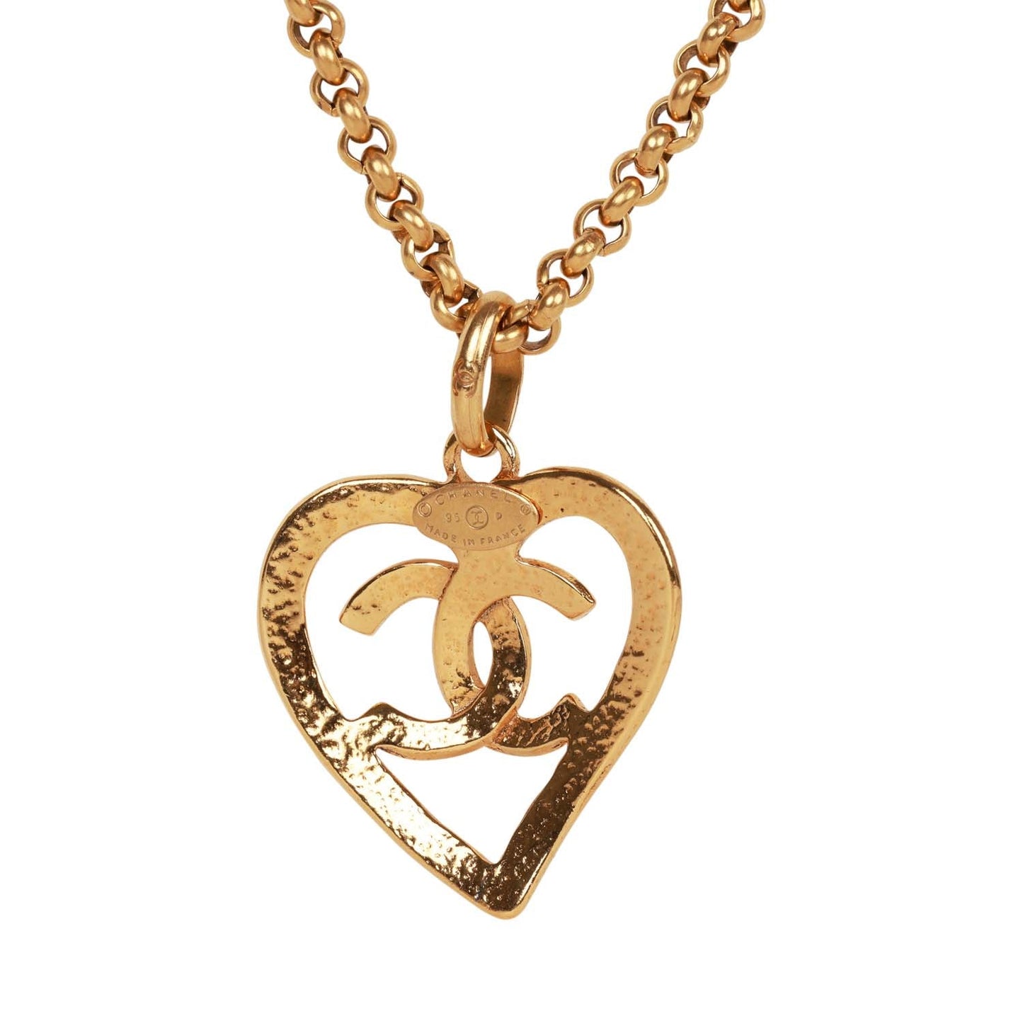 Chanel Vintage Gold CC Heart Pendant Necklace
