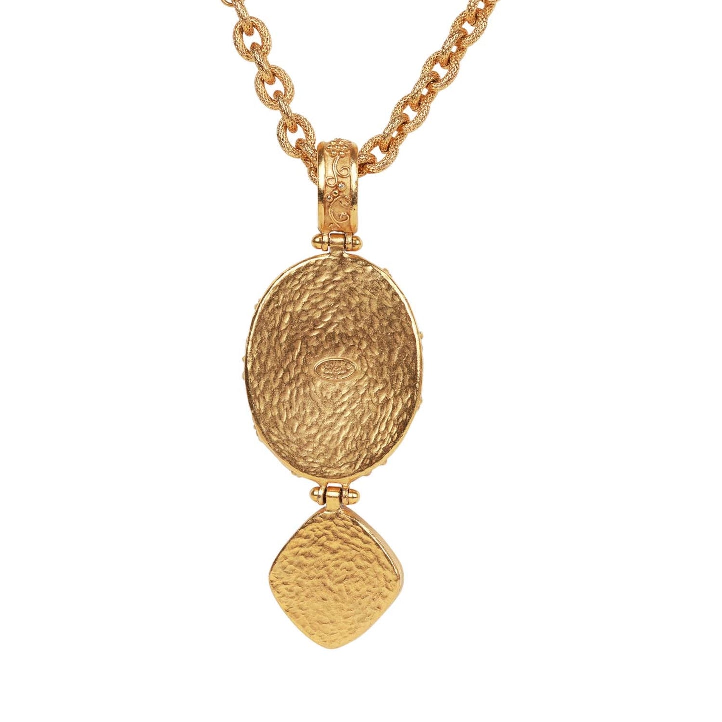 Chanel Vintage 24K Gold Plated Embossed CC Logo Pendant Necklace