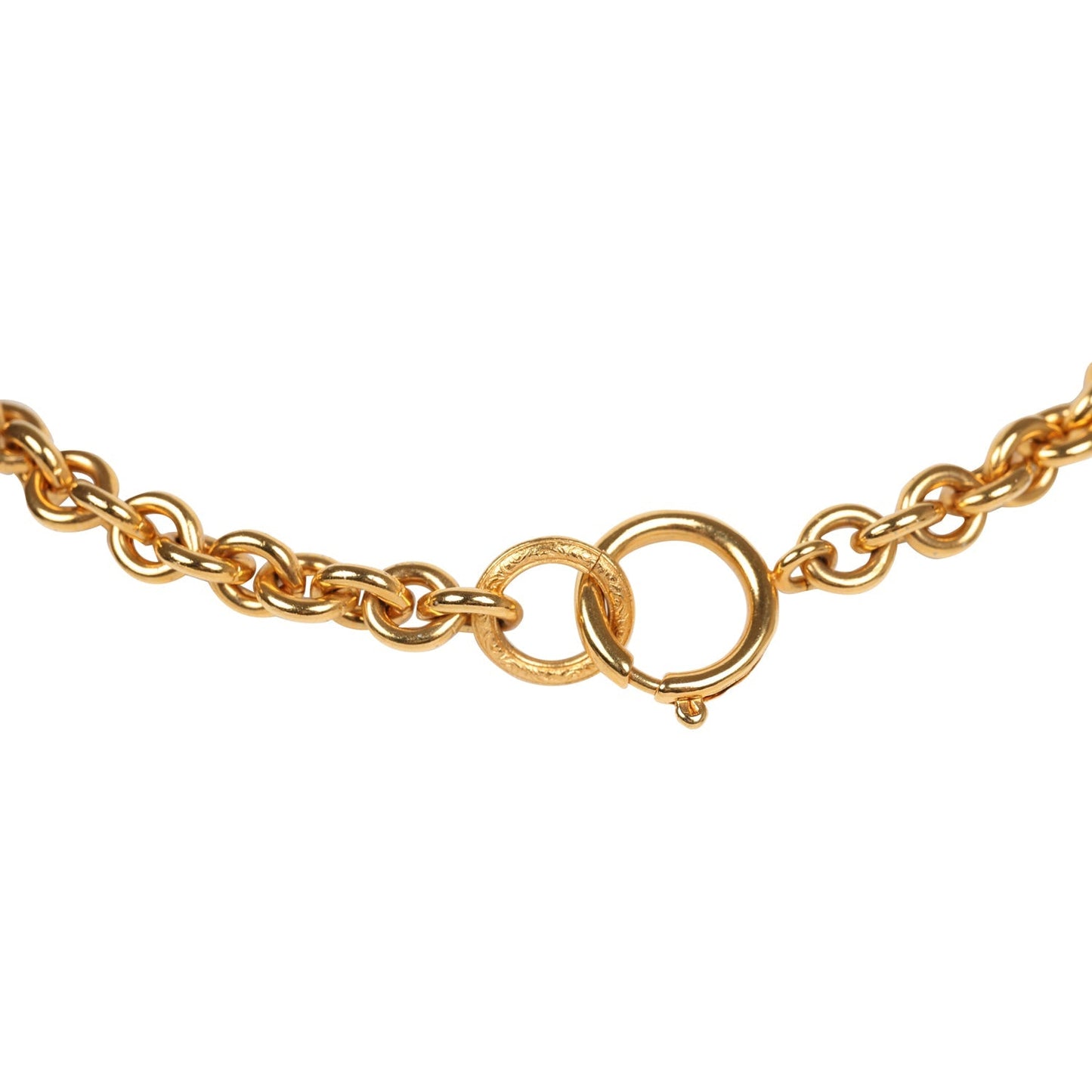 Chanel Vintage 24K Gold Plated Long CC Heart Pendant Necklace