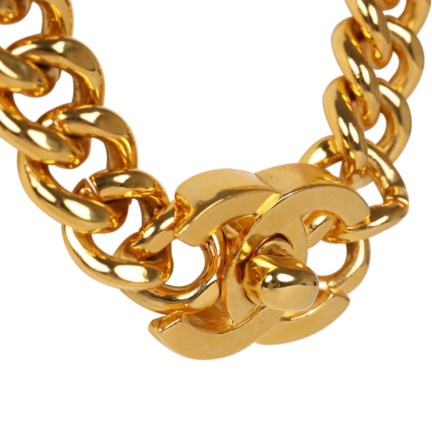 Chanel Vintage 24K Gold Plated Turn Lock Necklace