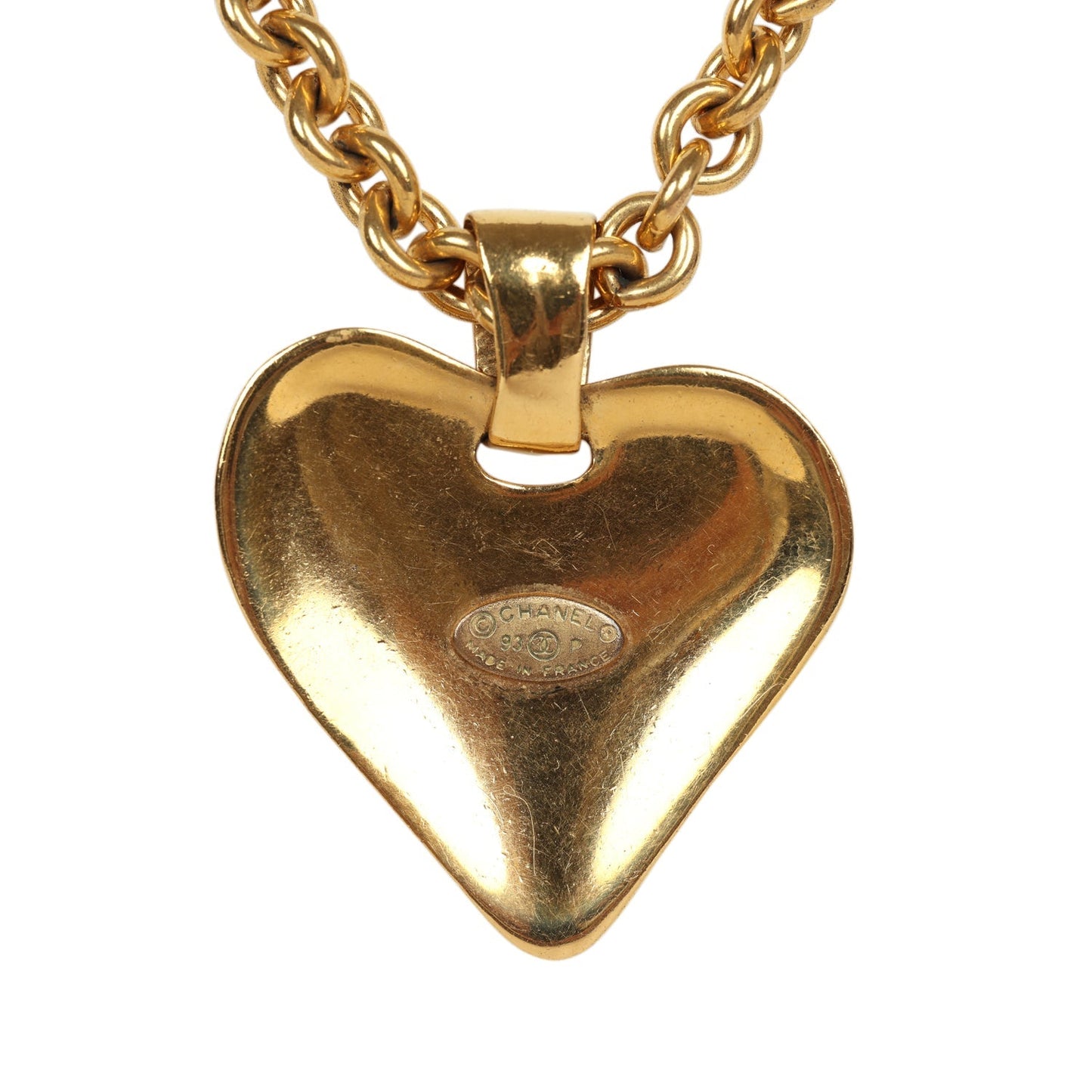 Chanel Vintage 24K Gold Plated Gold CC Heart Pendant Necklace
