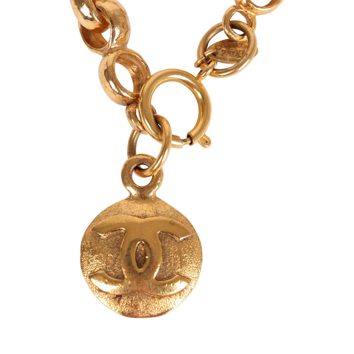 Chanel Vintage Rolo Chain Logo Bracelet Gold Metal