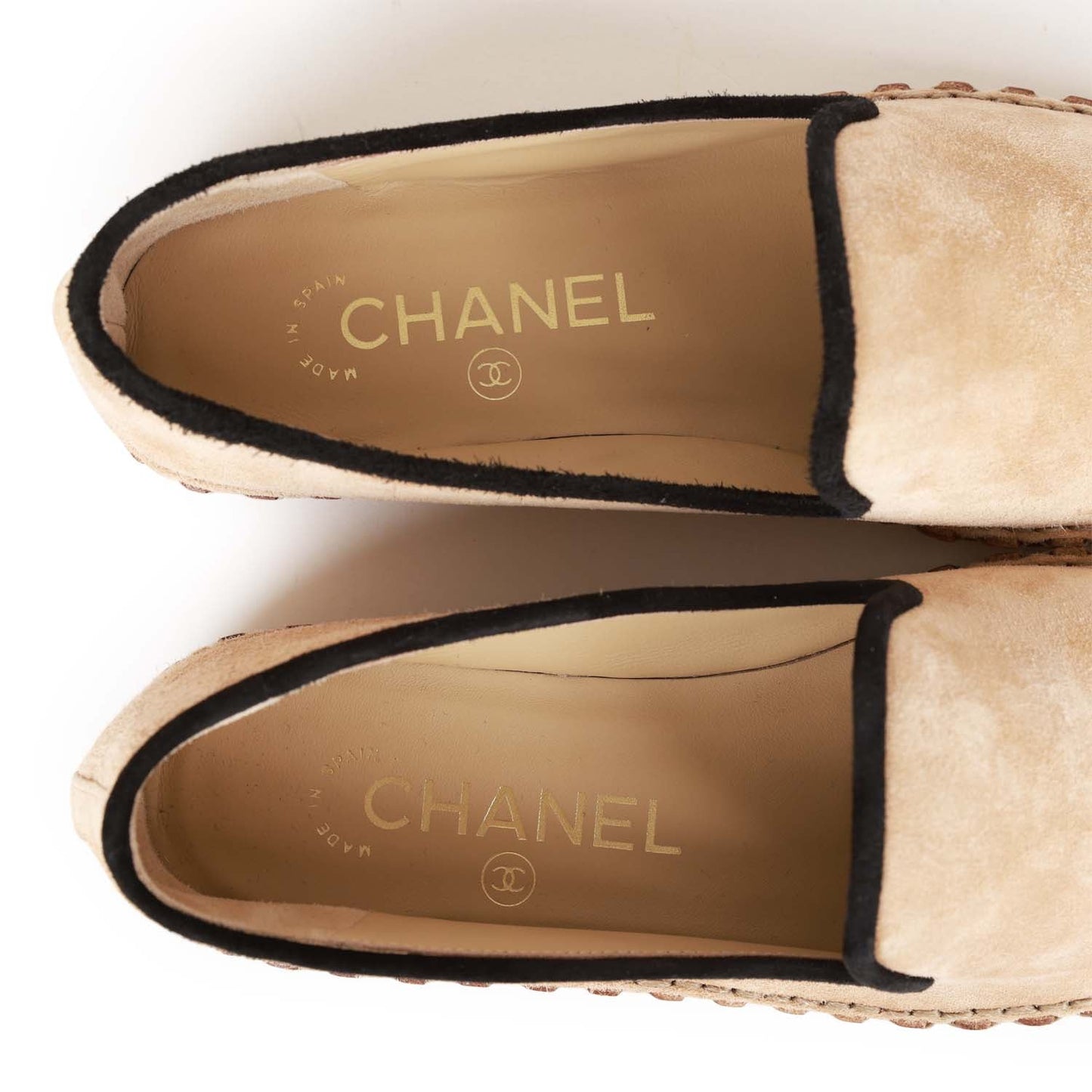 Chanel CC Espadrilles Beige and Black Suede 35