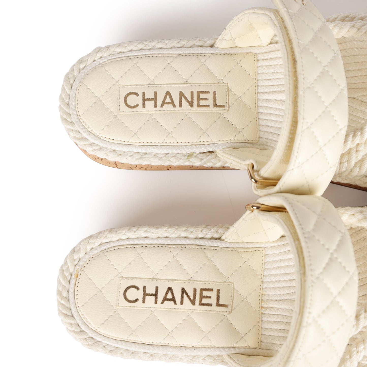 Chanel Rope Sandals White Lambskin Gold Hardware 41 EU