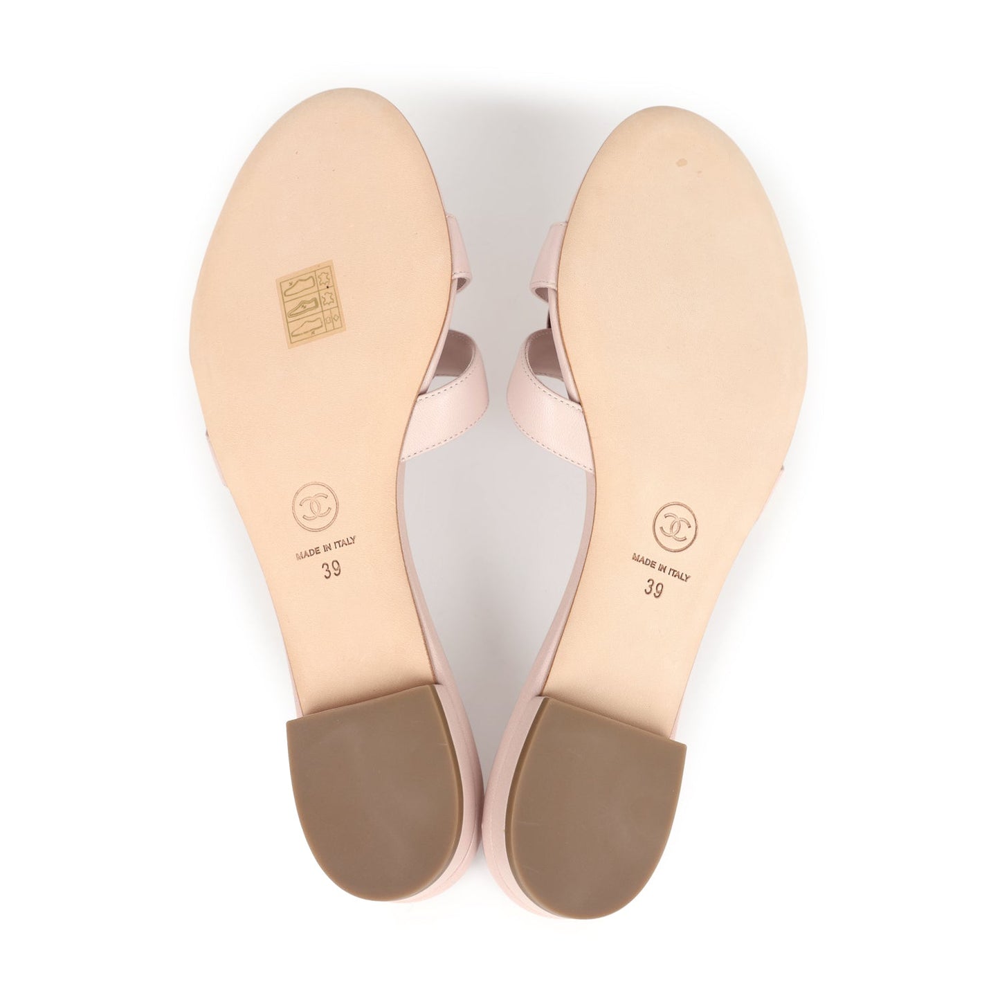 Chanel Pink Camellia Lambskin Sandals 39 EU