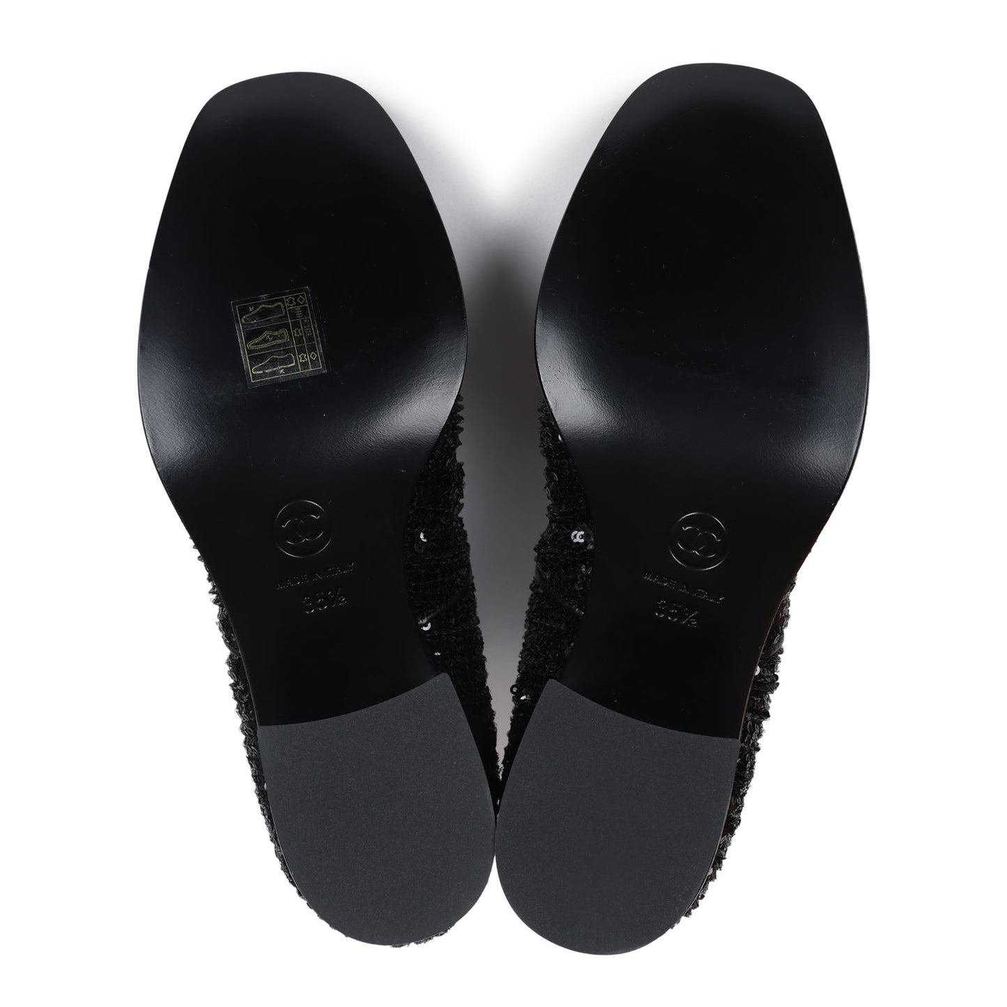 Chanel Cap Toe Ankle Boots Black Sequin Patent EU 35.5