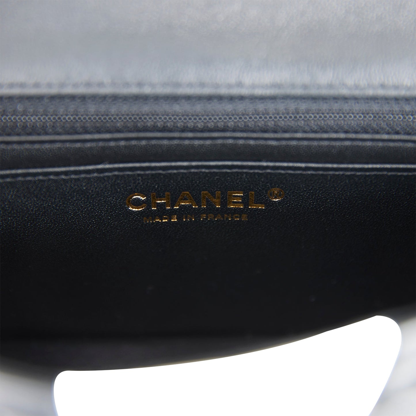 Chanel Mini Rectangular Flap Bag Black and White Lambskin Light Gold Hardware
