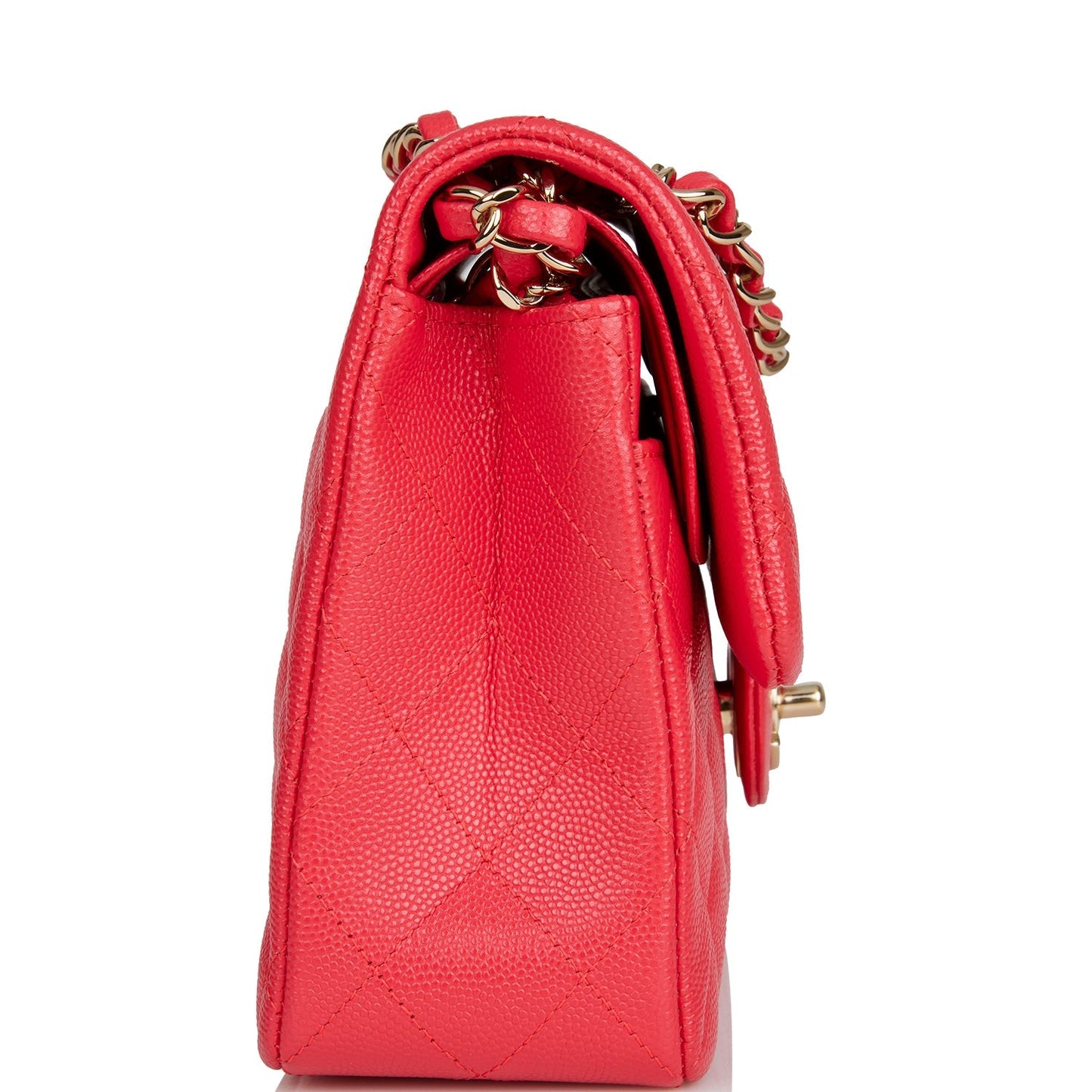 Chanel Small Classic Double Flap Red Caviar Light Gold Hardware