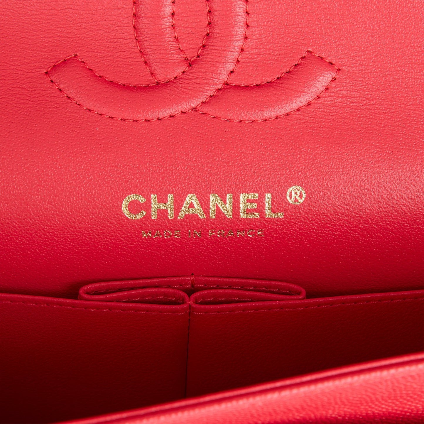 Chanel Small Classic Double Flap Red Caviar Light Gold Hardware