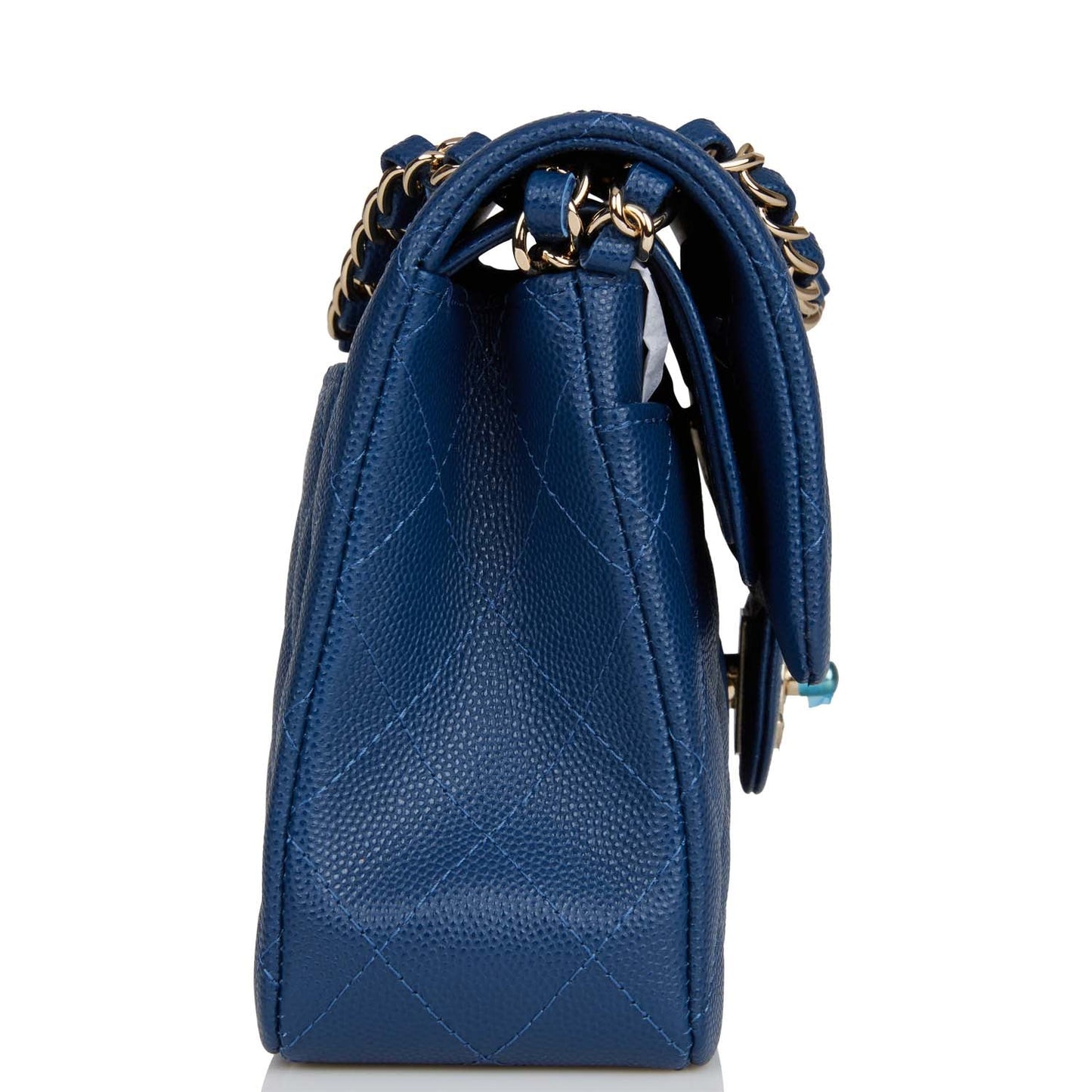 Chanel Small Classic Double Flap Dark Blue Caviar Light Gold Hardware