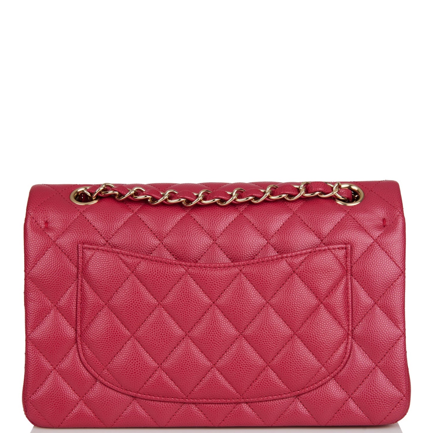 Chanel Small Classic Double Flap Dark Pink Caviar Light Gold Hardware