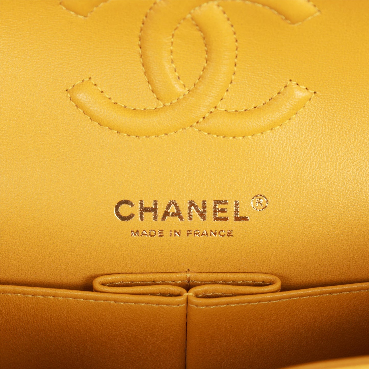 Chanel Small Classic Double Flap Yellow Caviar Light Gold Hardware