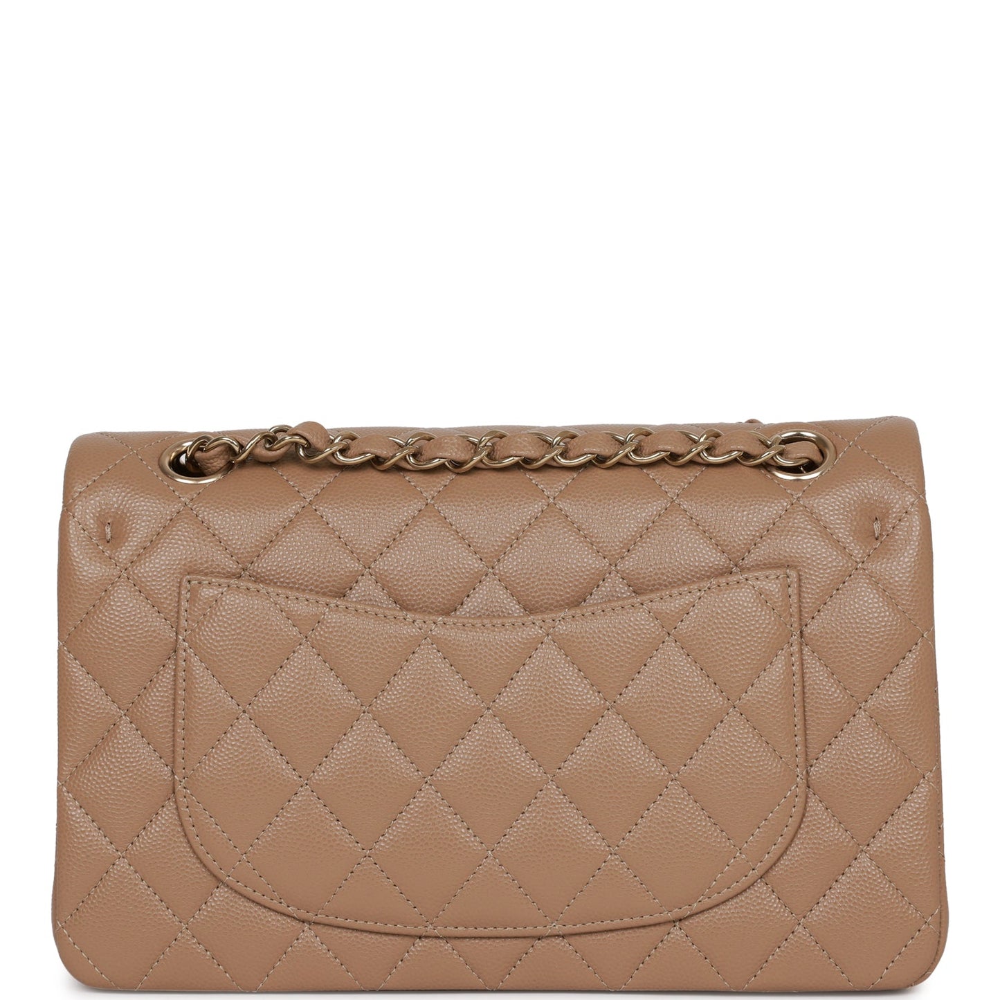 Chanel Small Classic Double Flap Dark Beige Caviar Light Gold Hardware